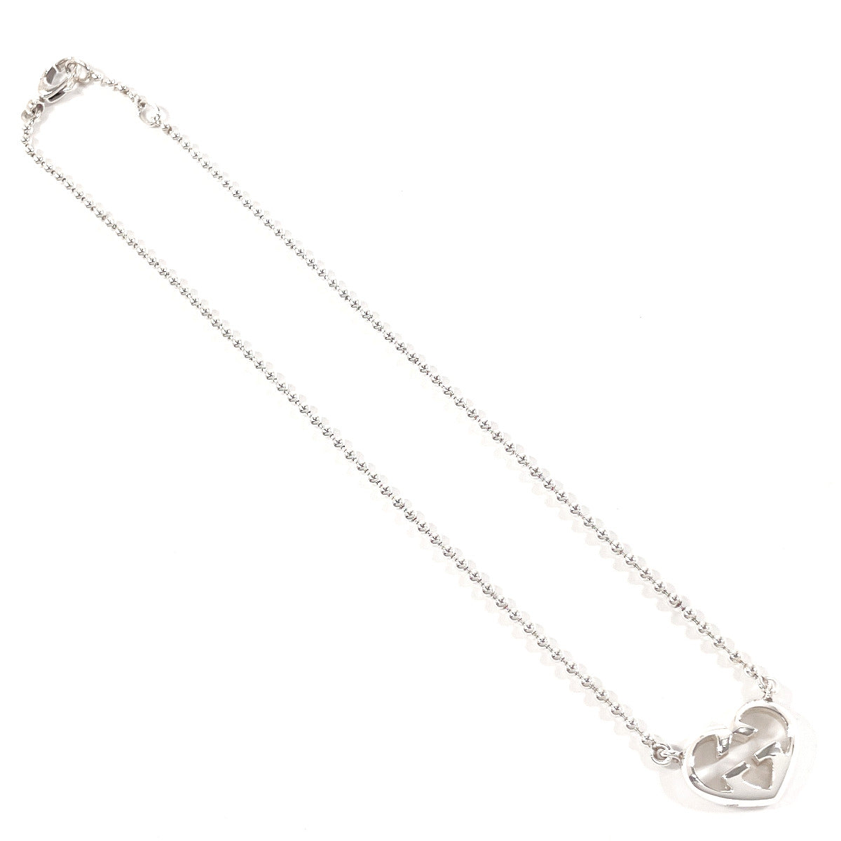 GUCCI Necklace Silver925 Silver Ball chain Interlocking G heart