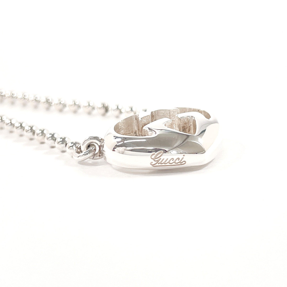 GUCCI Necklace Silver925 Silver Ball chain Interlocking G heart