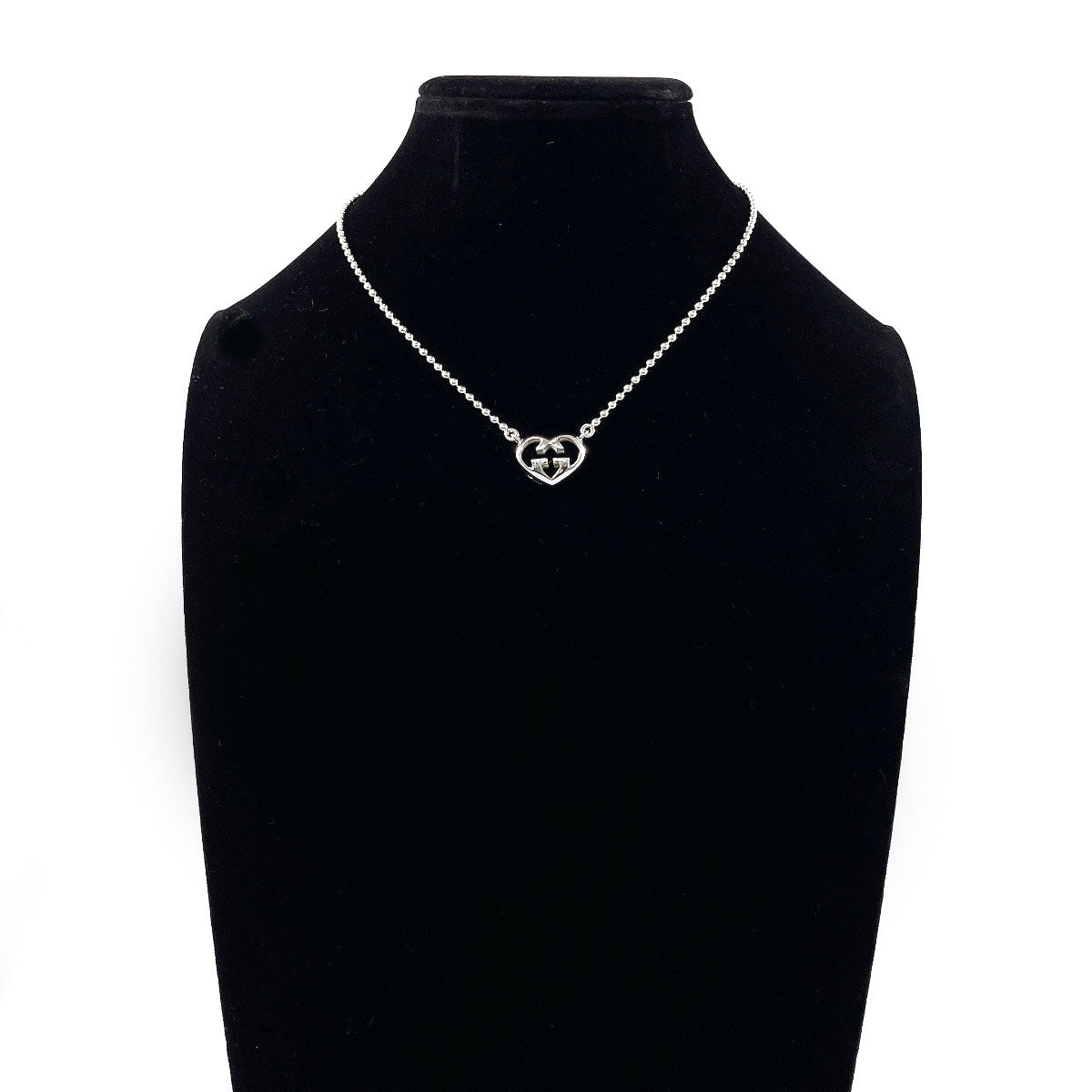 GUCCI Necklace Silver925 Silver Ball chain Interlocking G heart
