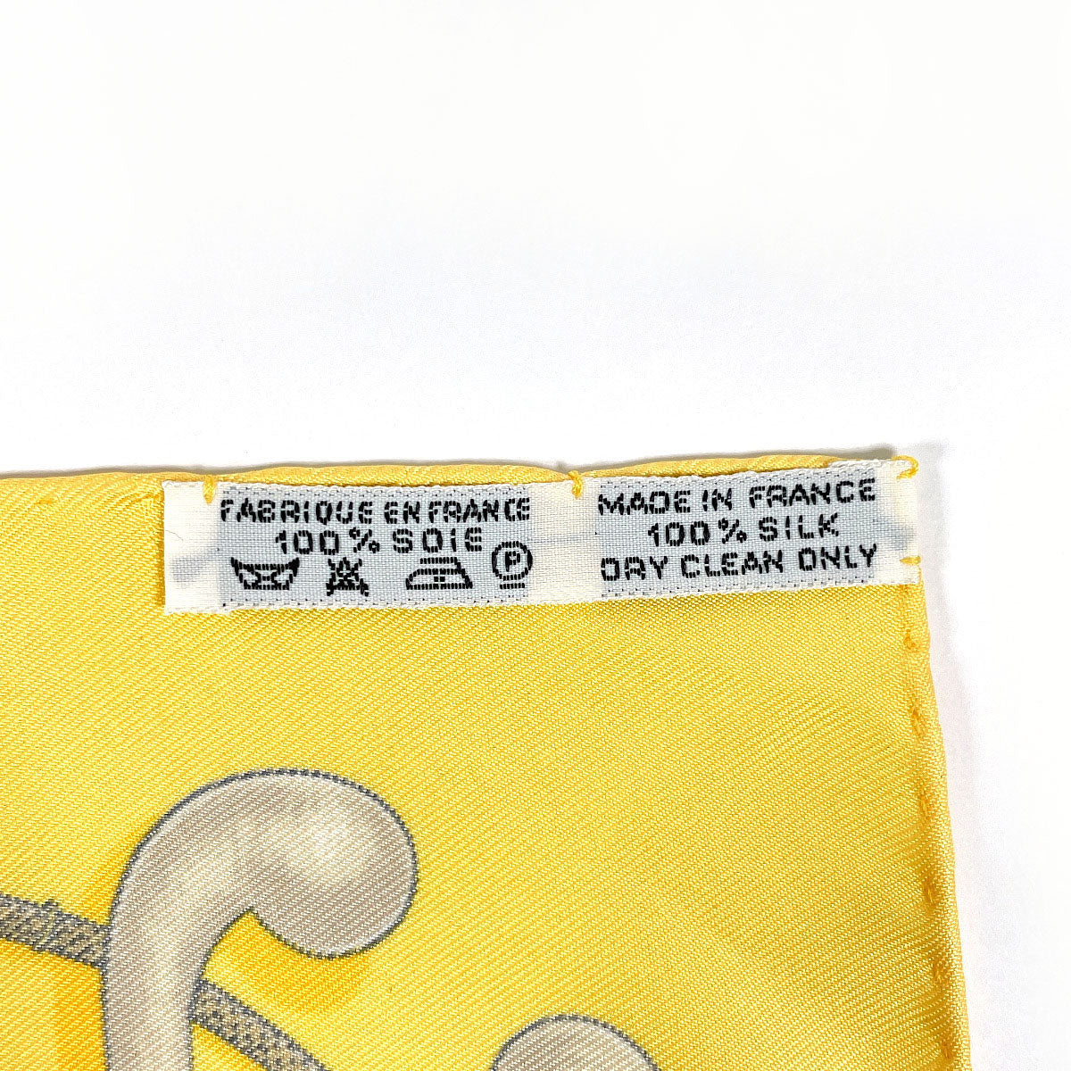 HERMES scarf 100% silk yellow CANNES & POMMEAUX Carre 45 Women Used