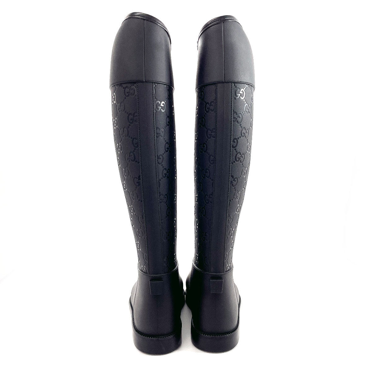 GUCCI Rain shoes rubber black GG rain boots 36