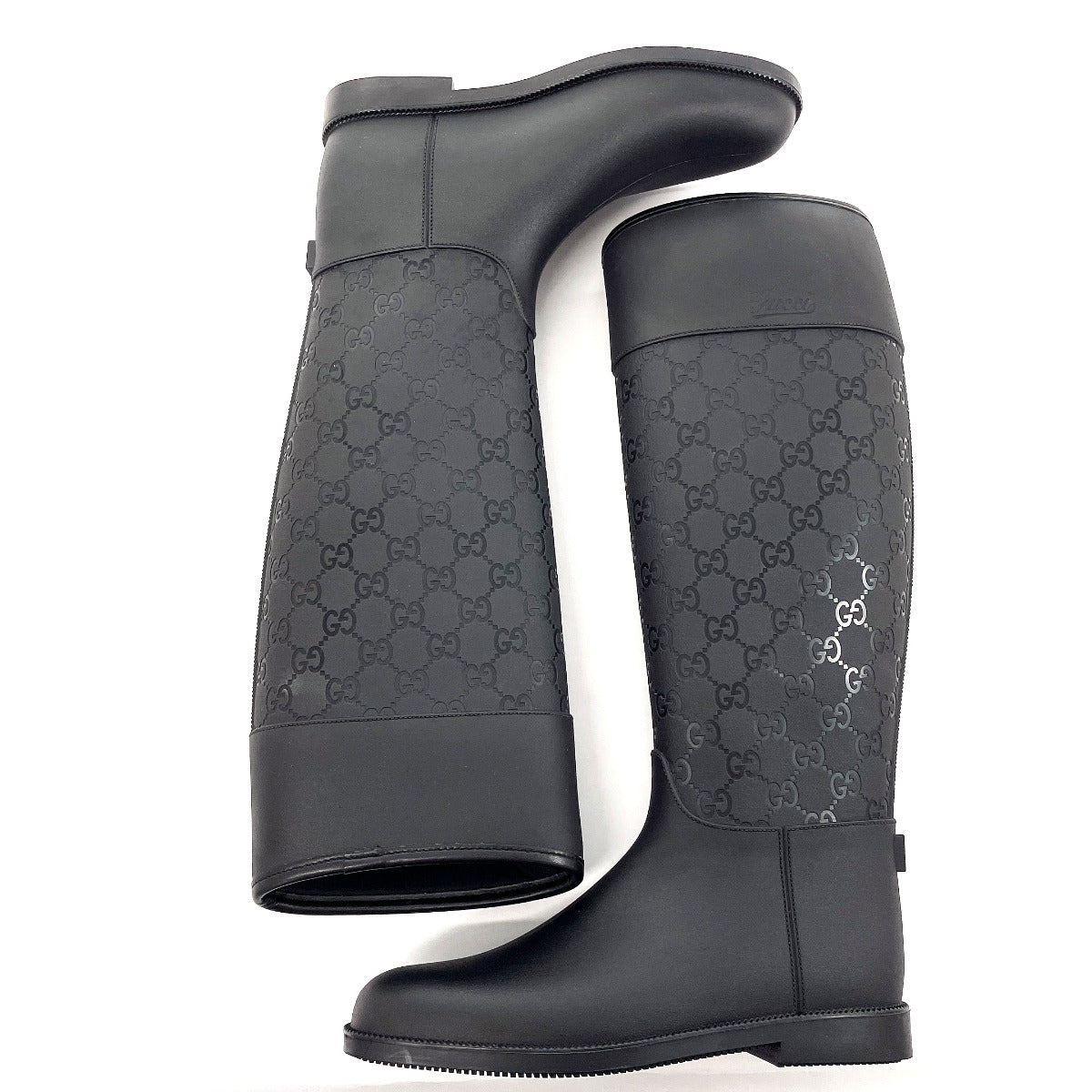 GUCCI Rain shoes rubber black GG rain boots 36