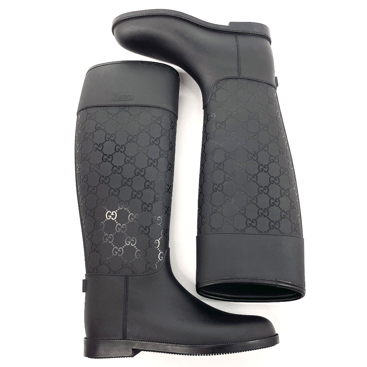 GUCCI Rain shoes rubber black GG rain boots 36