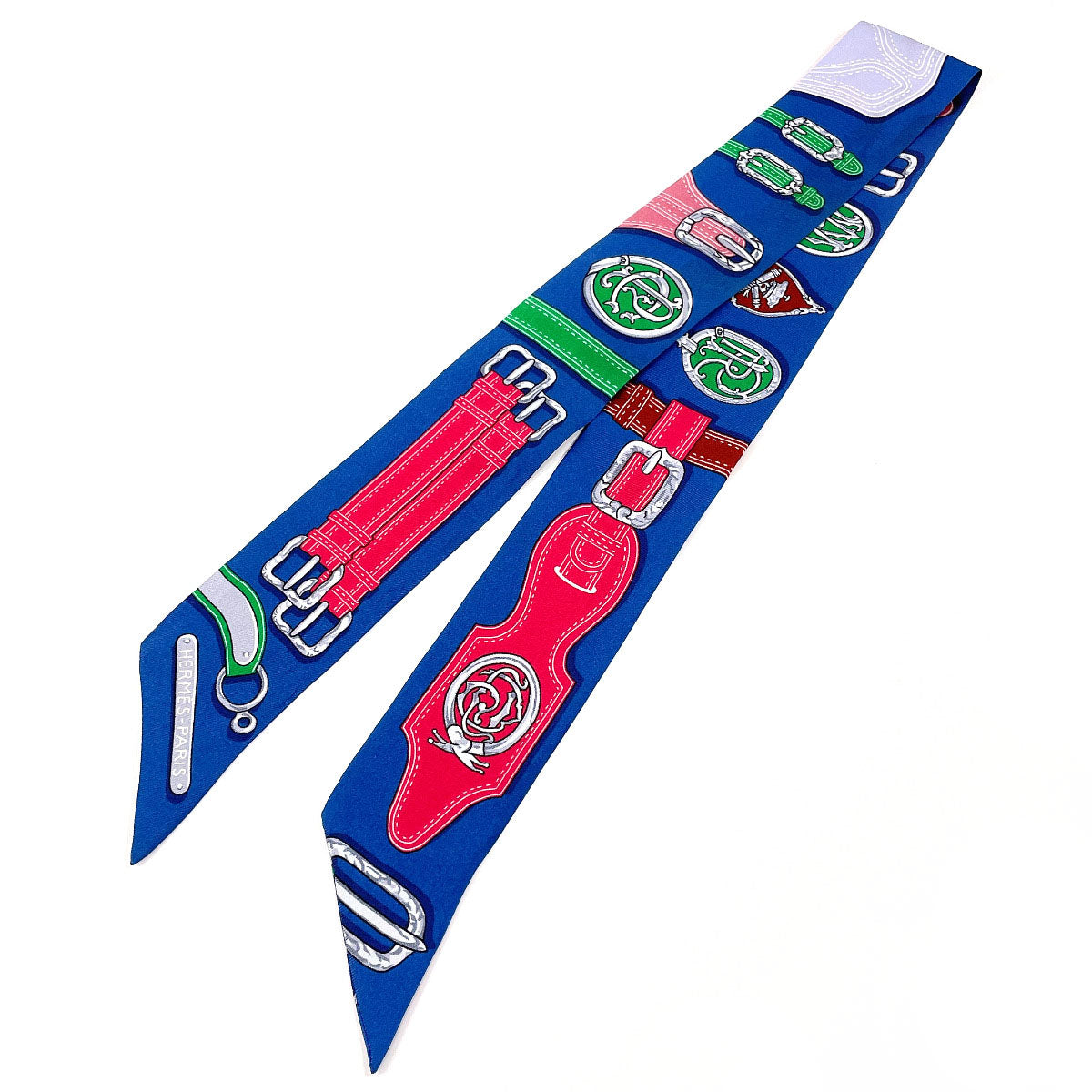 HERMES scarf 100% silk blue HARNAIS DES PRESIDENTS