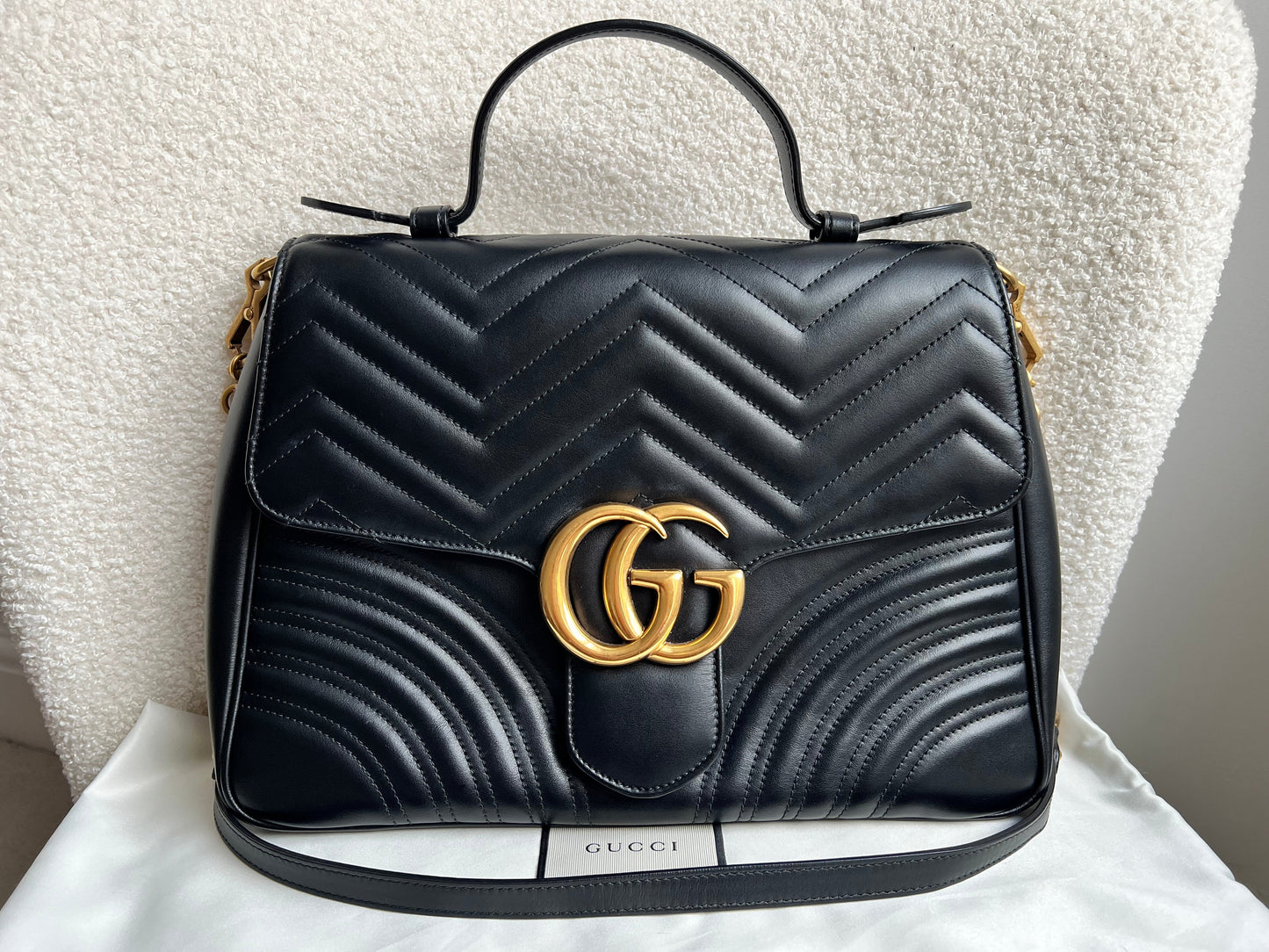 Gucci GG Black Marmont Medium Top Handle Bag (RRP £2290)