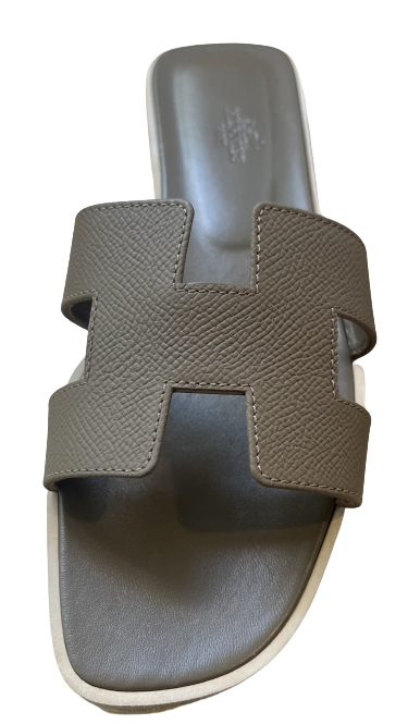 Hermes Oran Epsom Leather Sandals, Etoupe