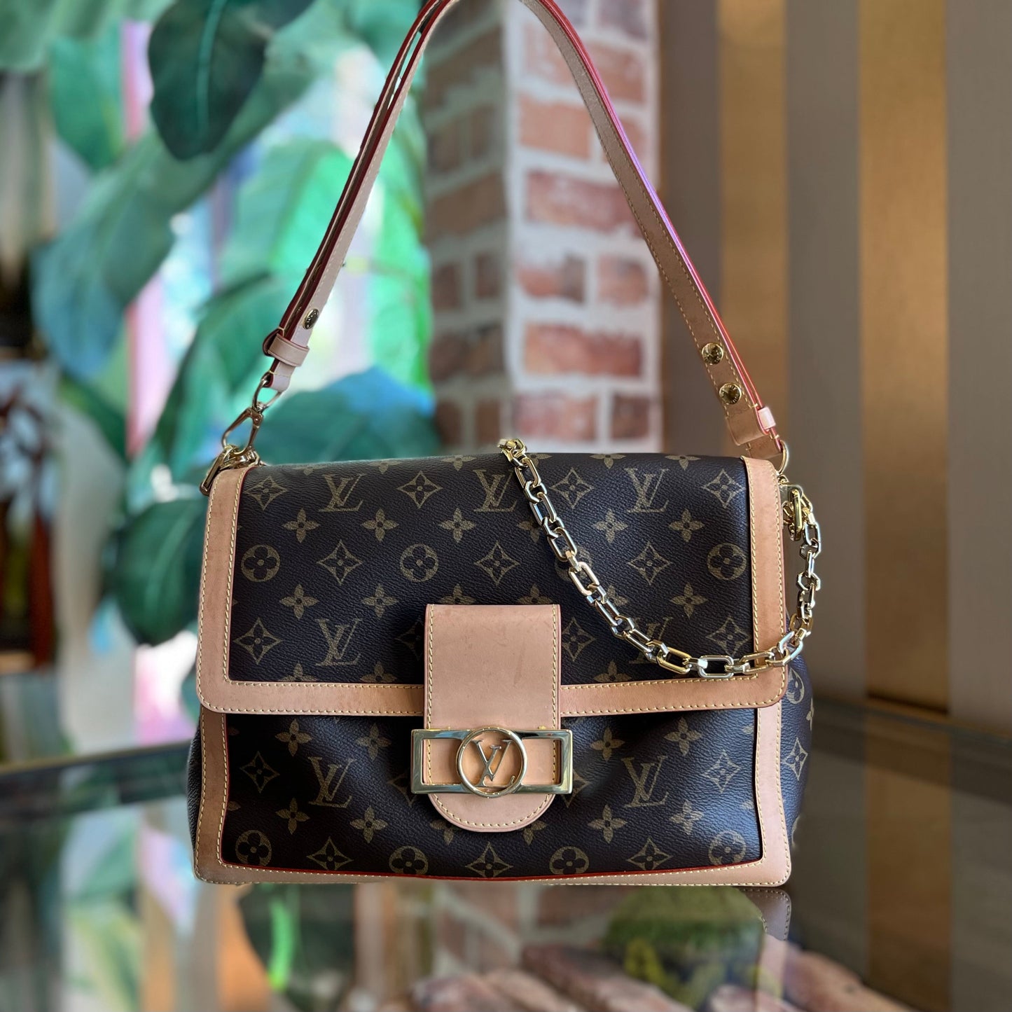 LOUIS VUITTON Dauphine GM Brown Monogram Canvas Shoulder Bag