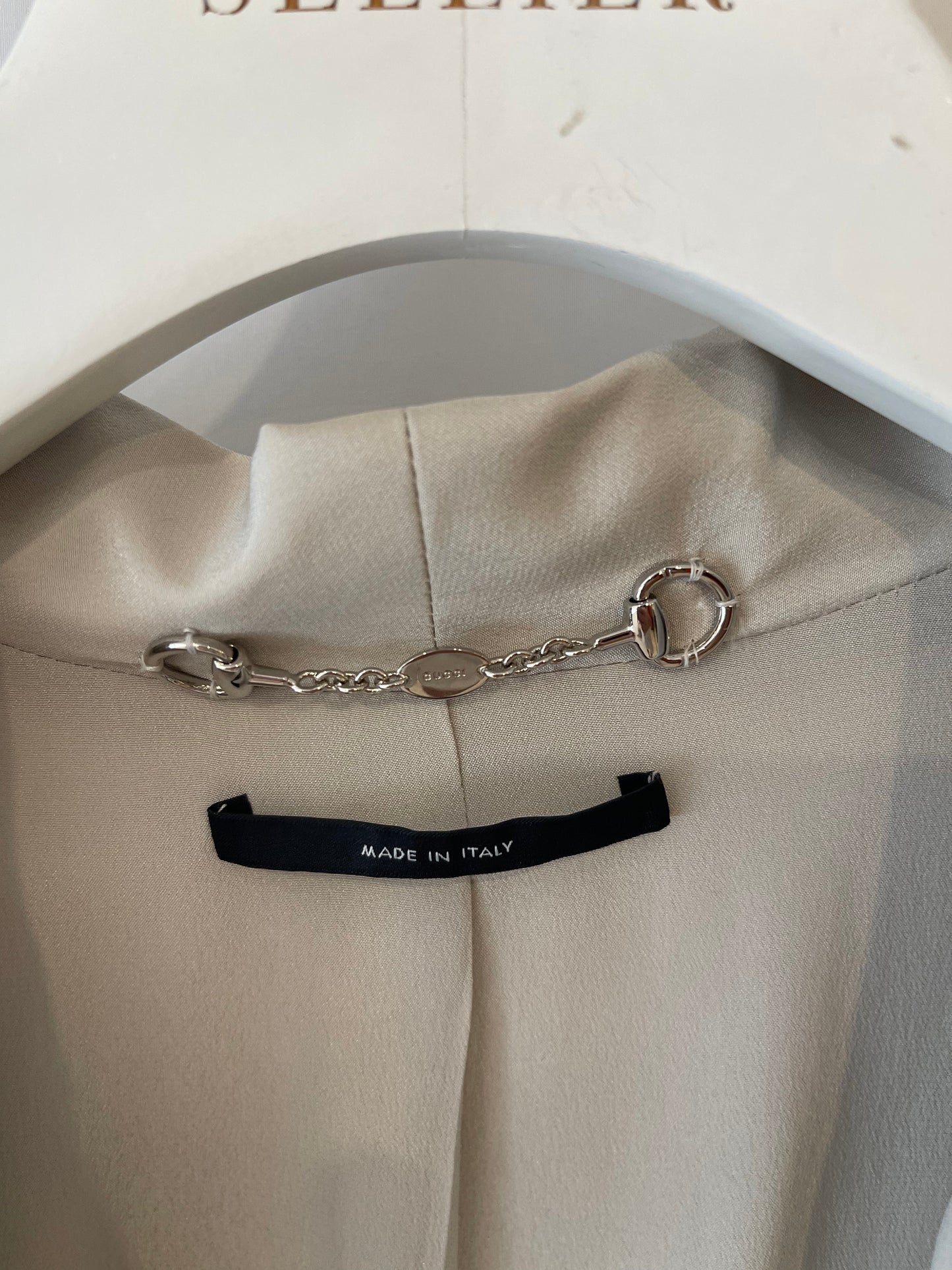 Gucci Light Grey Silk Long Blazer Jacket Size IT 38 (UK 6)