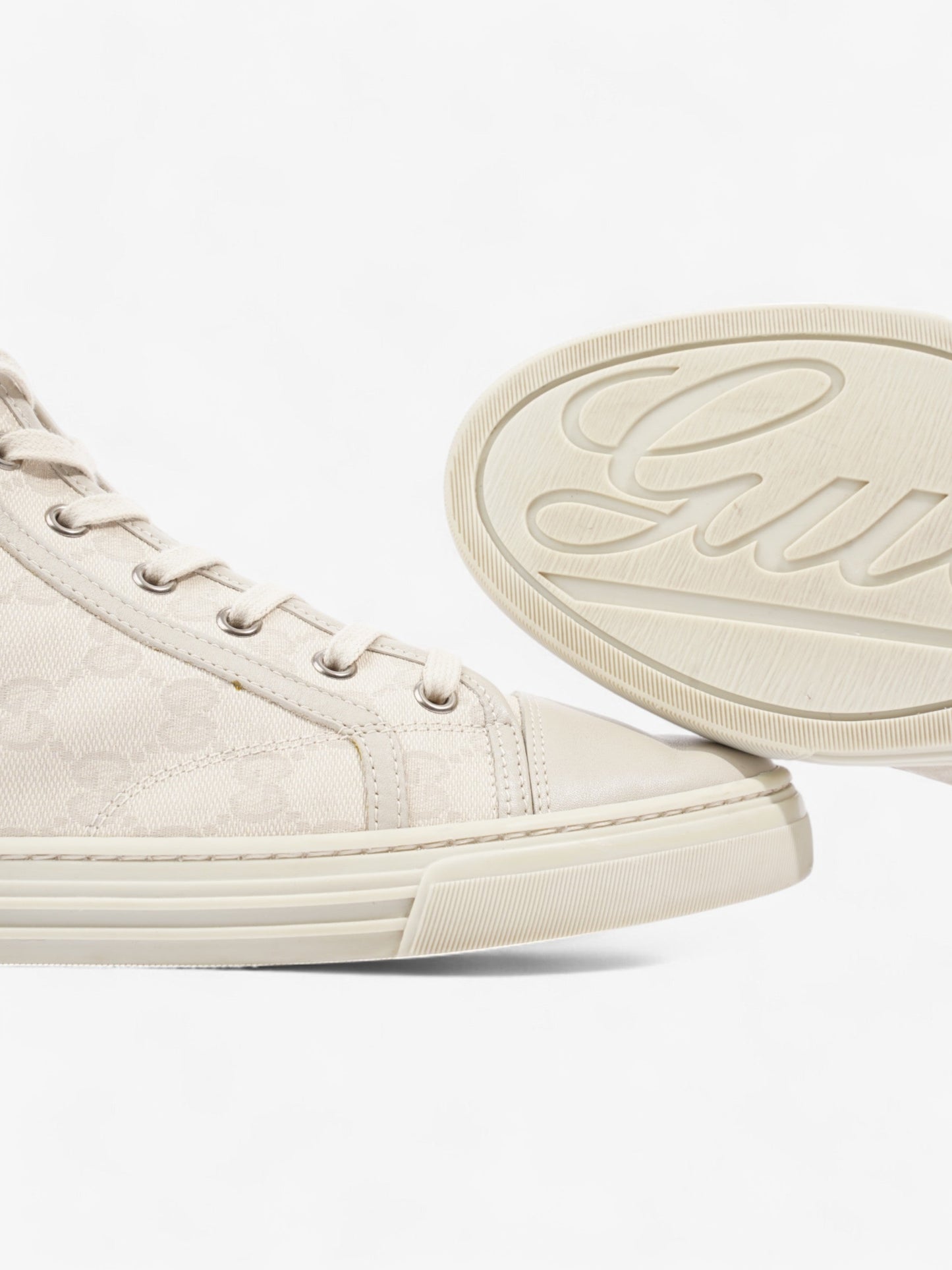 Gucci GG High-Top Sneakers Beige  Canvas EU 38.5 UK 5.5