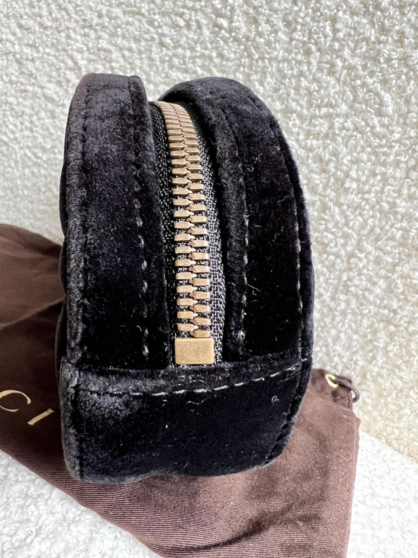 Gucci GG Black Velvet Marmont Belt Bag