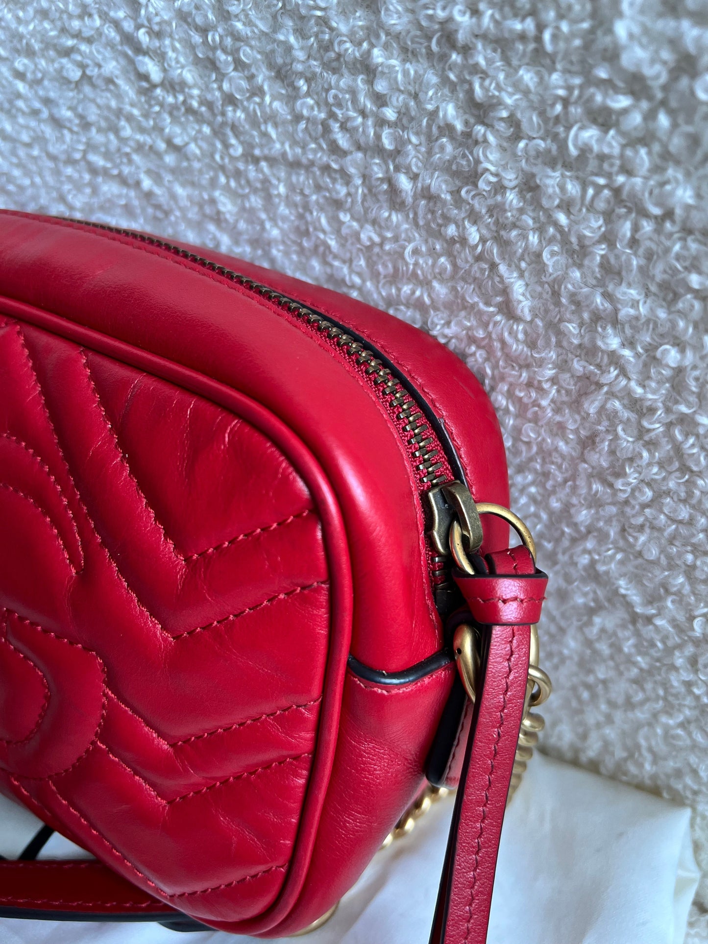 Gucci GG Hibiscus Red Marmont Mini Shoulder Bag (RRP £1220)