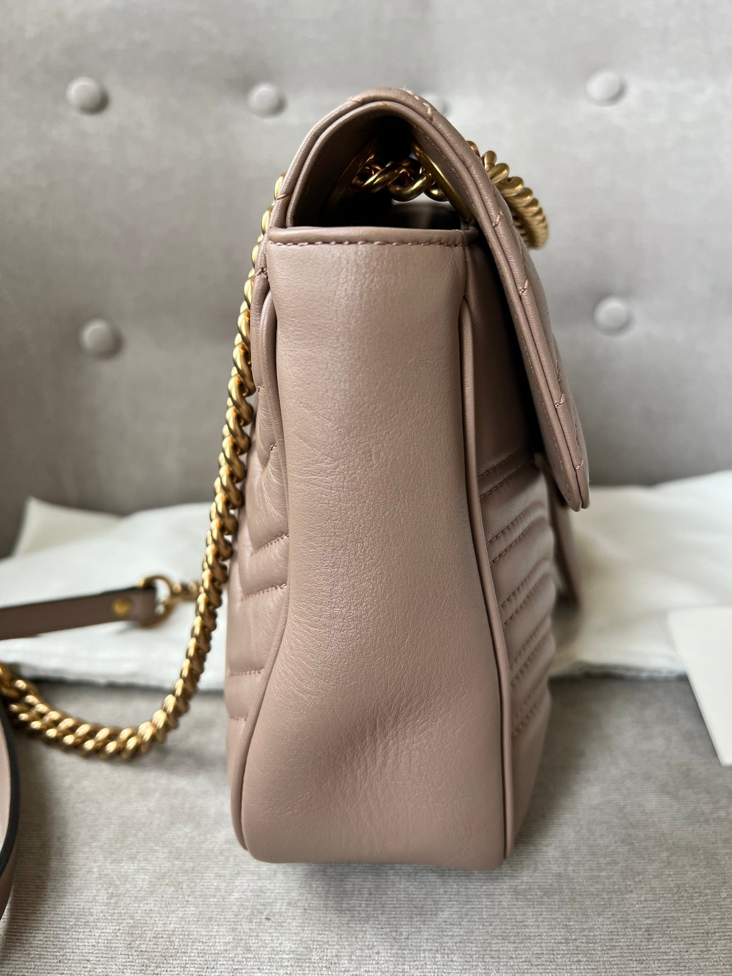 Gucci GG Dusty Pink Marmont Medium Shoulder Bag (RRP £2,340)
