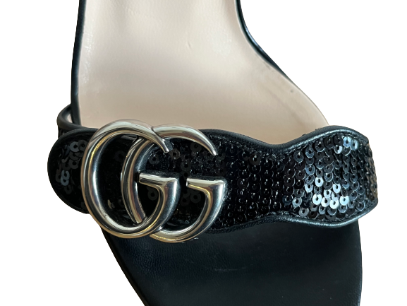 Gucci Sequin GG Marmont high heels sandals
