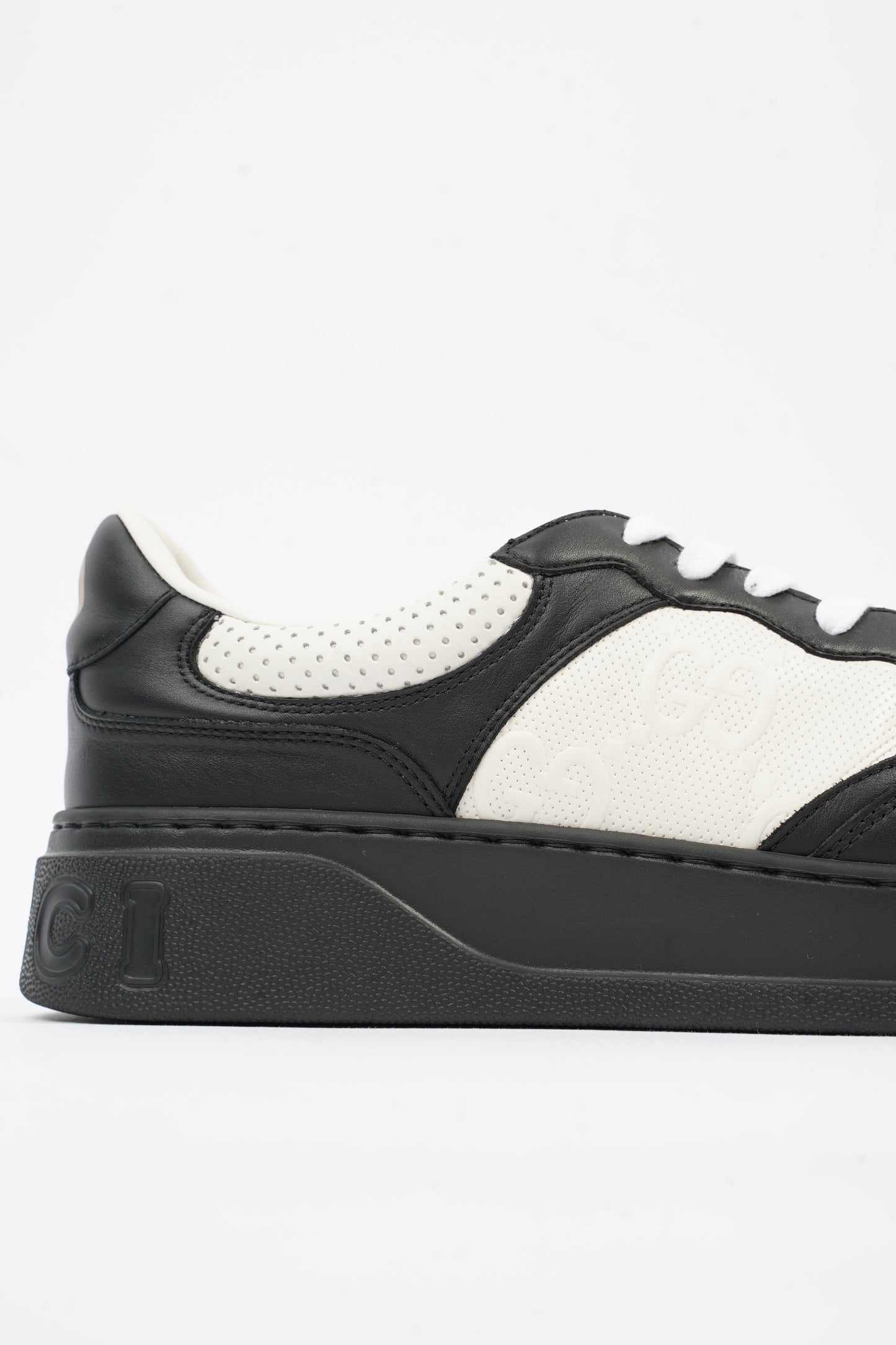 Gucci GG Sneaker White / Black Leather EU 44 UK 10