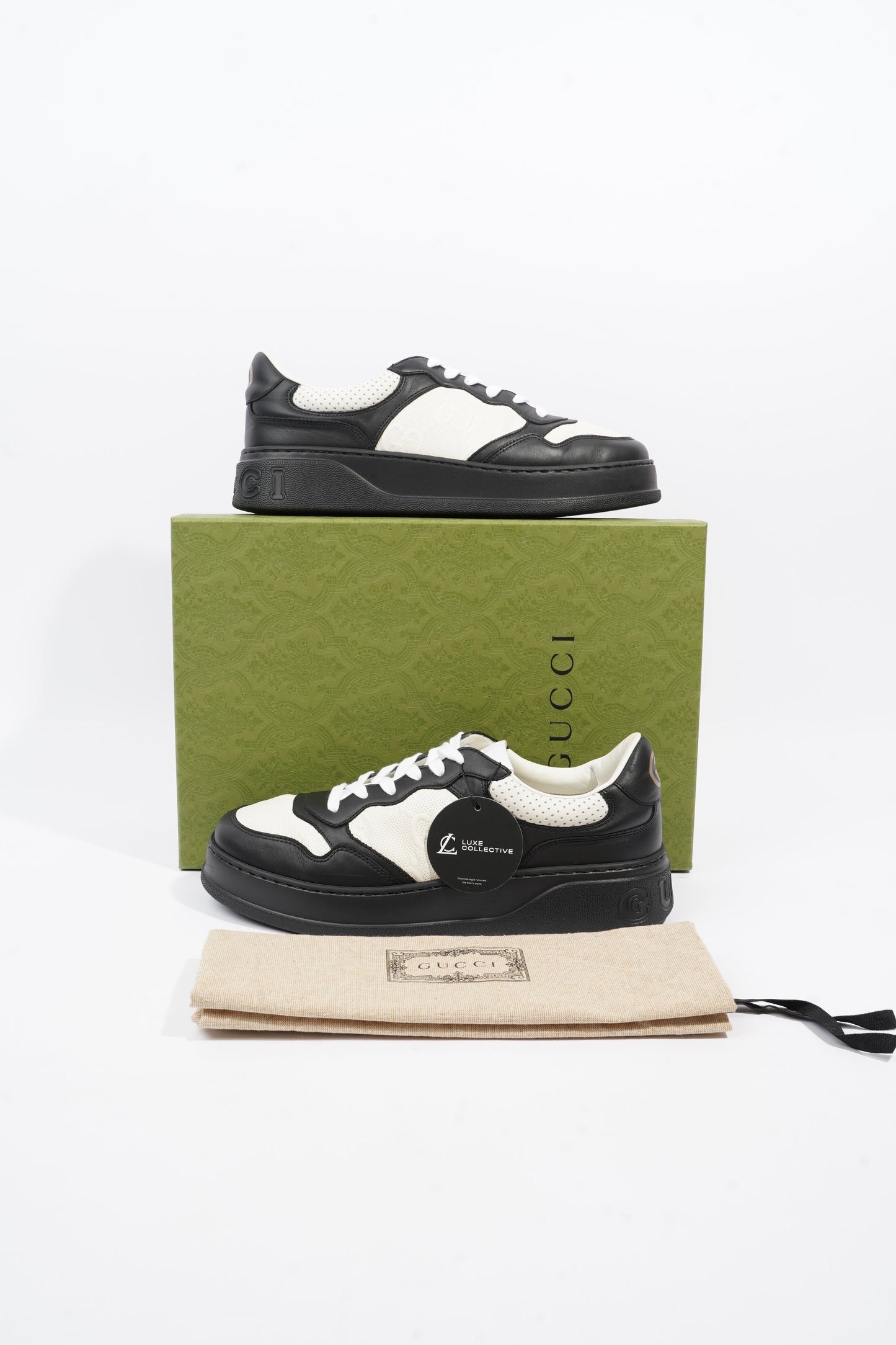 Gucci GG Sneaker White / Black Leather EU 44 UK 10