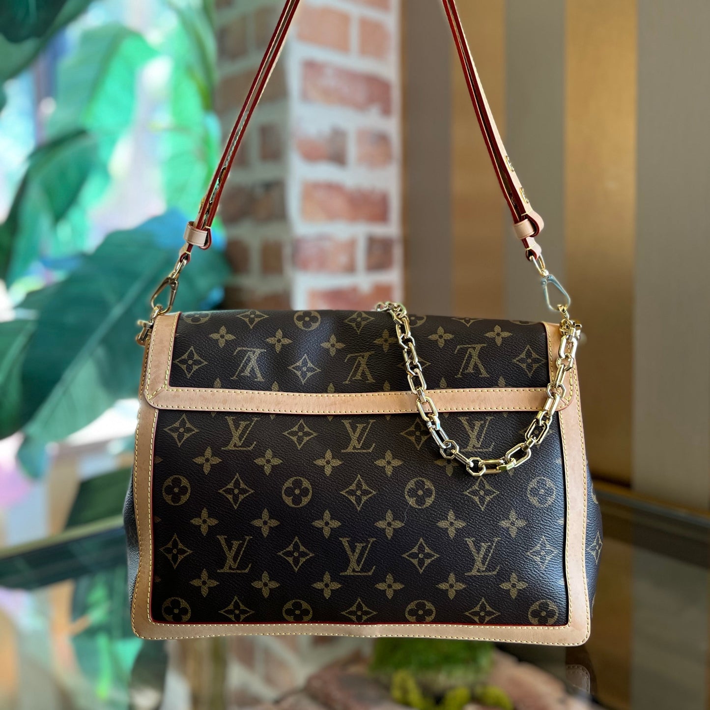 LOUIS VUITTON Dauphine GM Brown Monogram Canvas Shoulder Bag