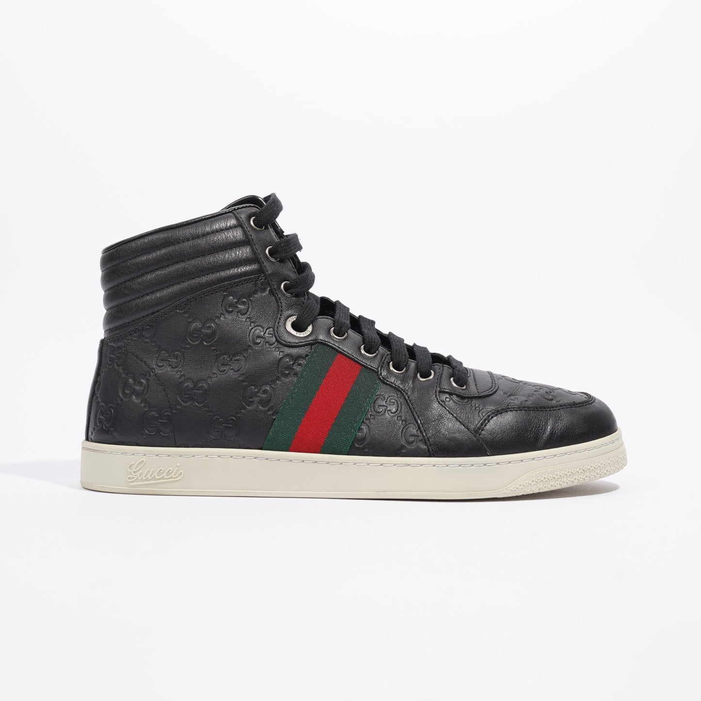 Gucci Guccissima High Top Black Leather EU 42 UK 8