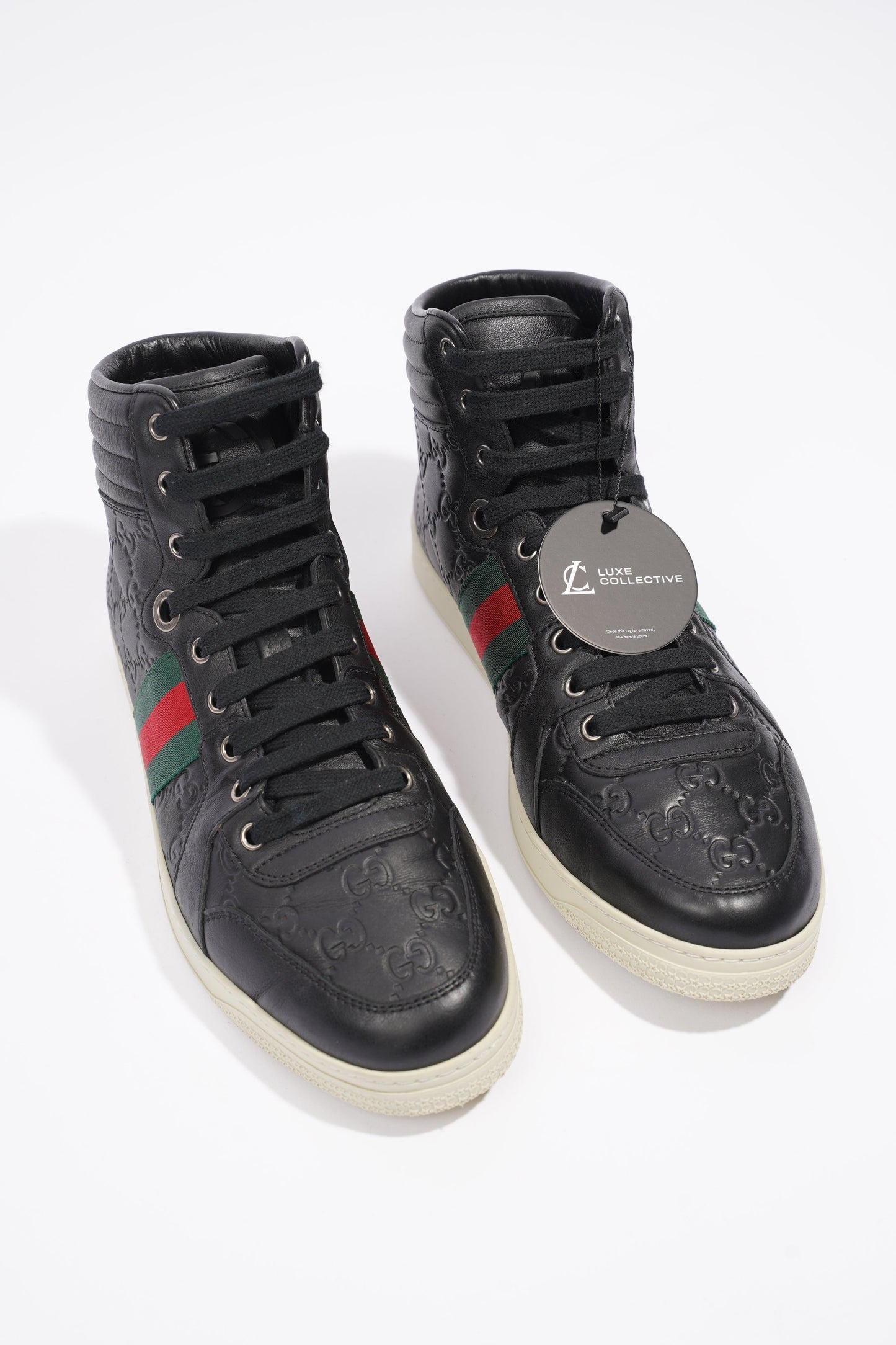 Gucci Guccissima High Top Black Leather EU 42 UK 8