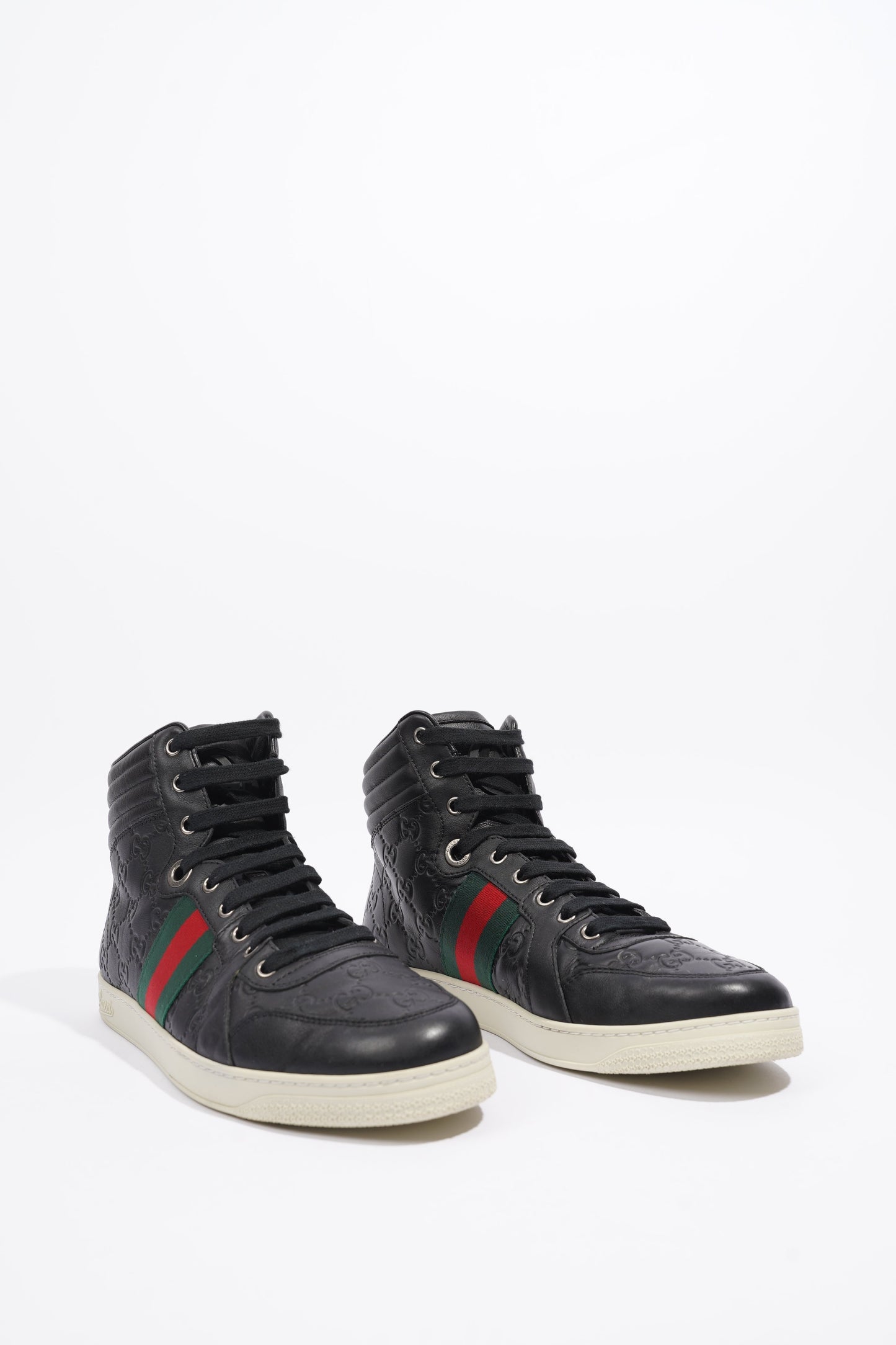 Gucci Guccissima High Top Black Leather EU 42 UK 8