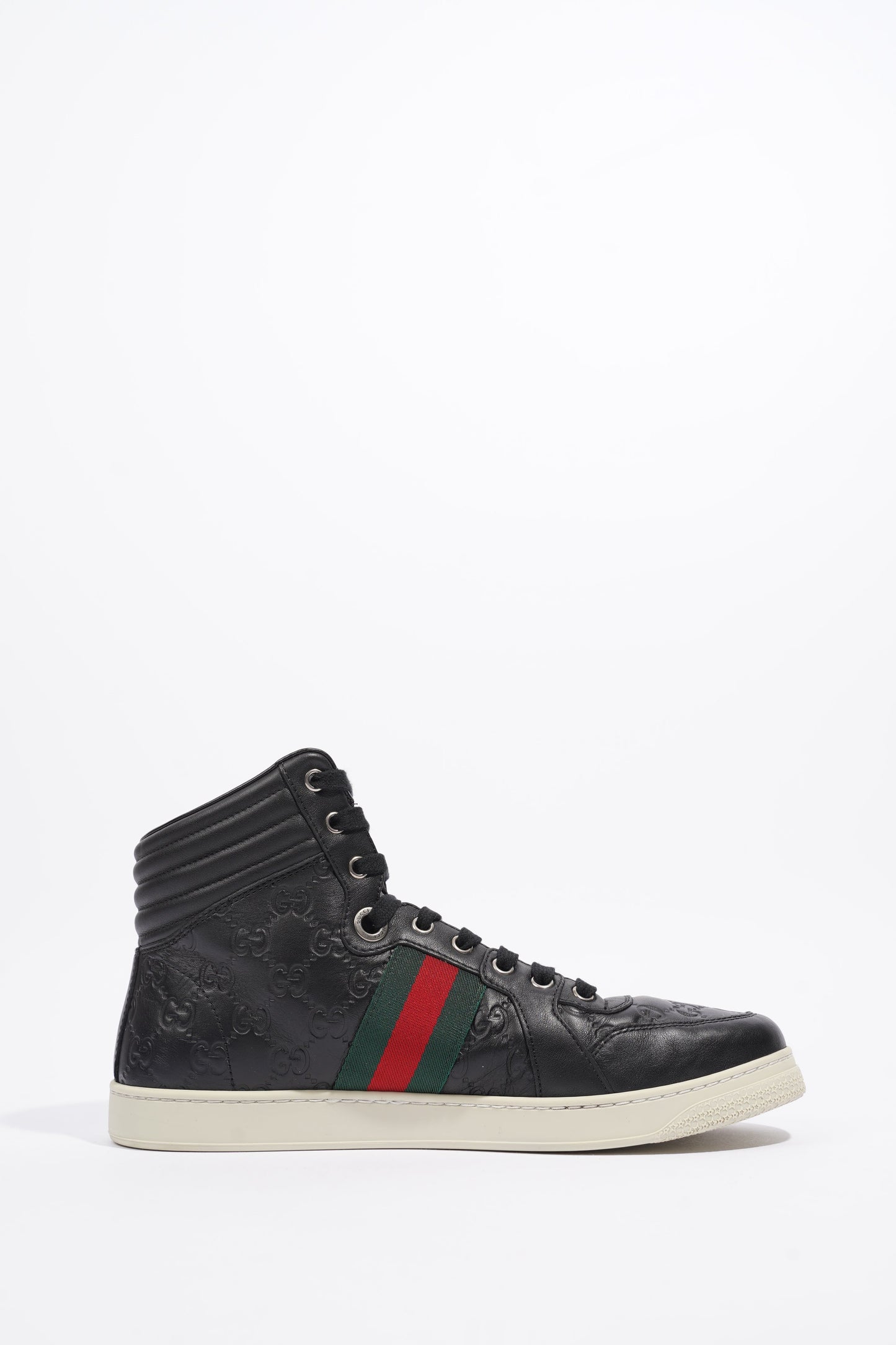 Gucci Guccissima High Top Black Leather EU 42 UK 8