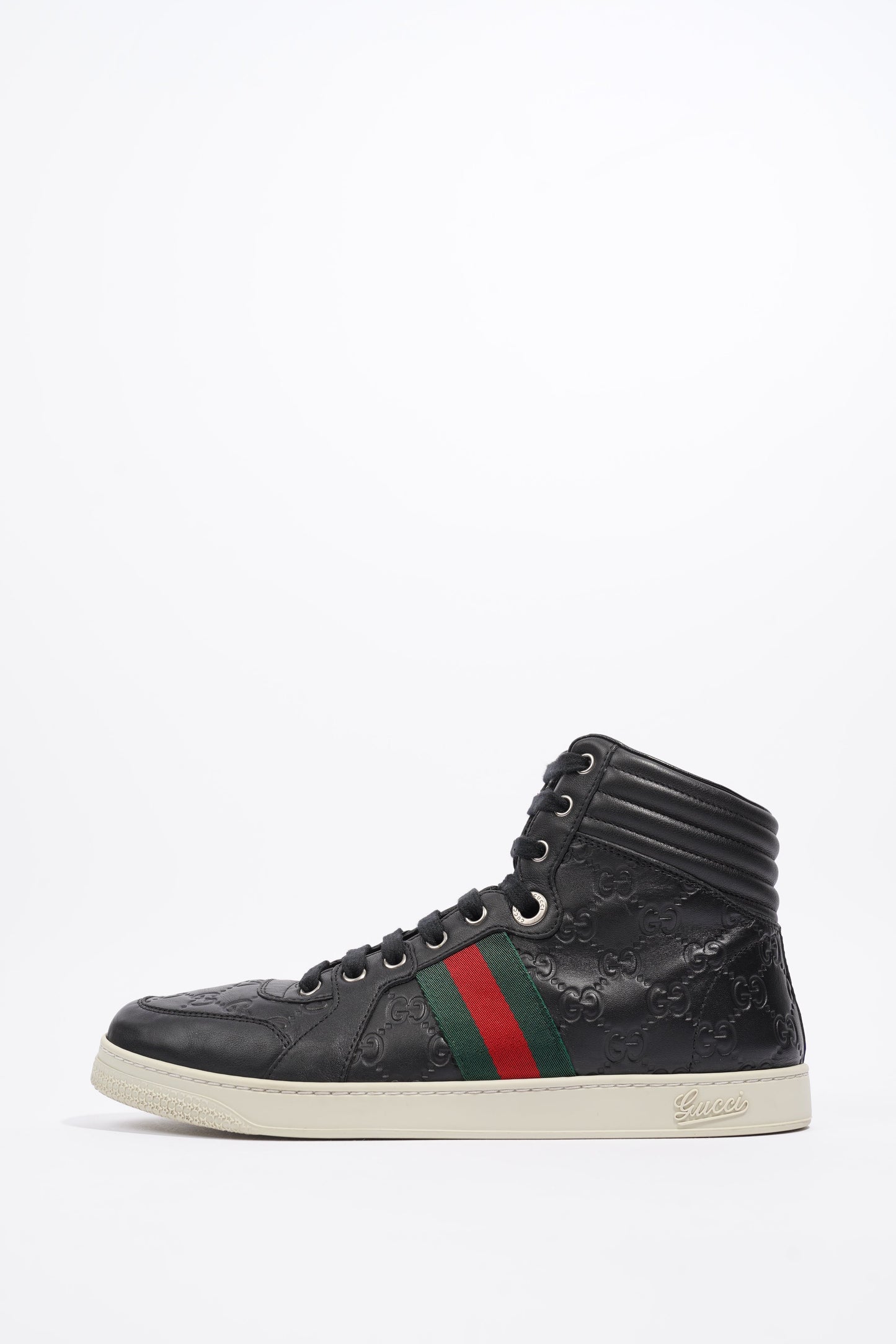 Gucci Guccissima High Top Black Leather EU 42 UK 8