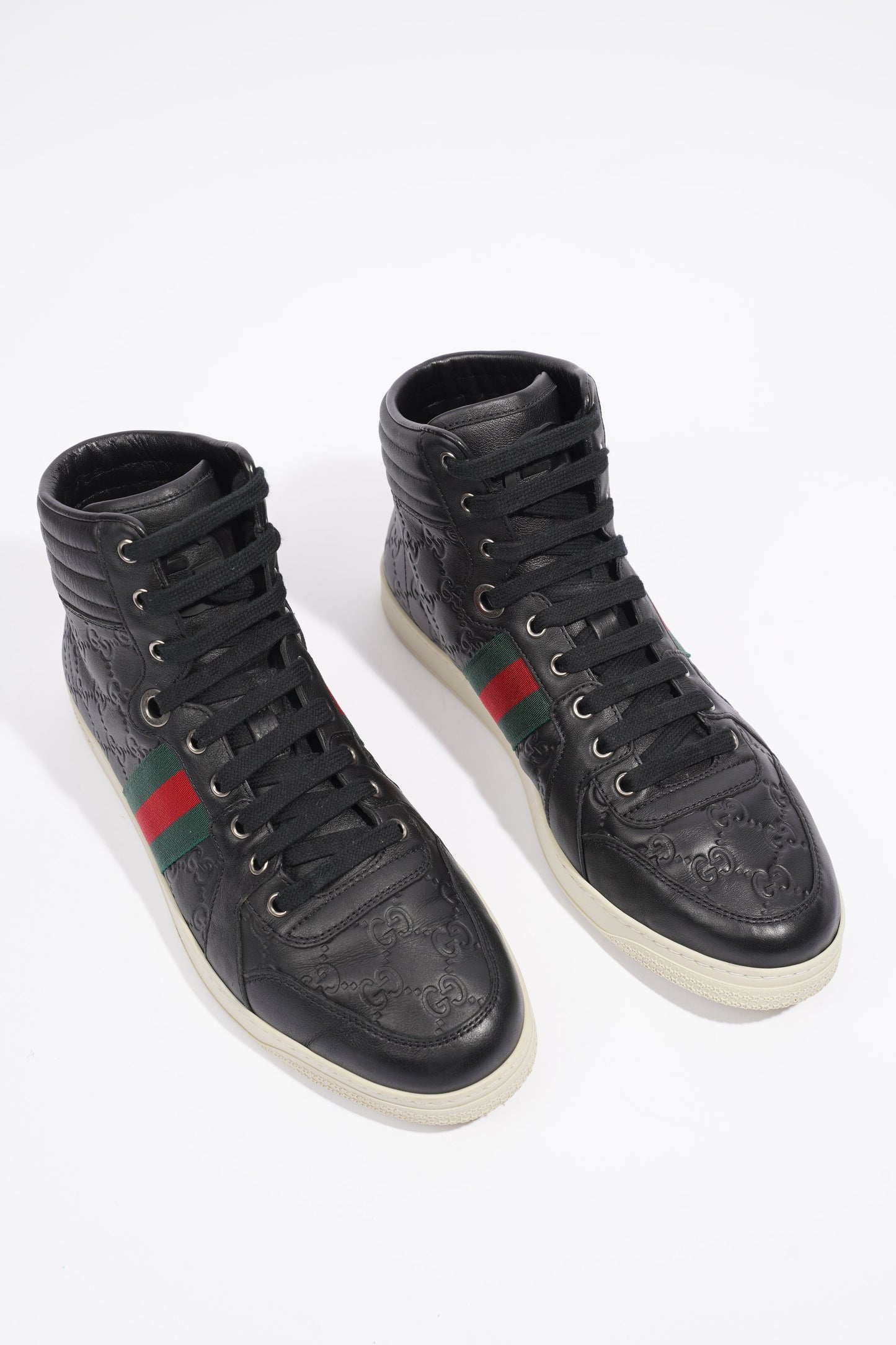 Gucci Guccissima High Top Black Leather EU 42 UK 8