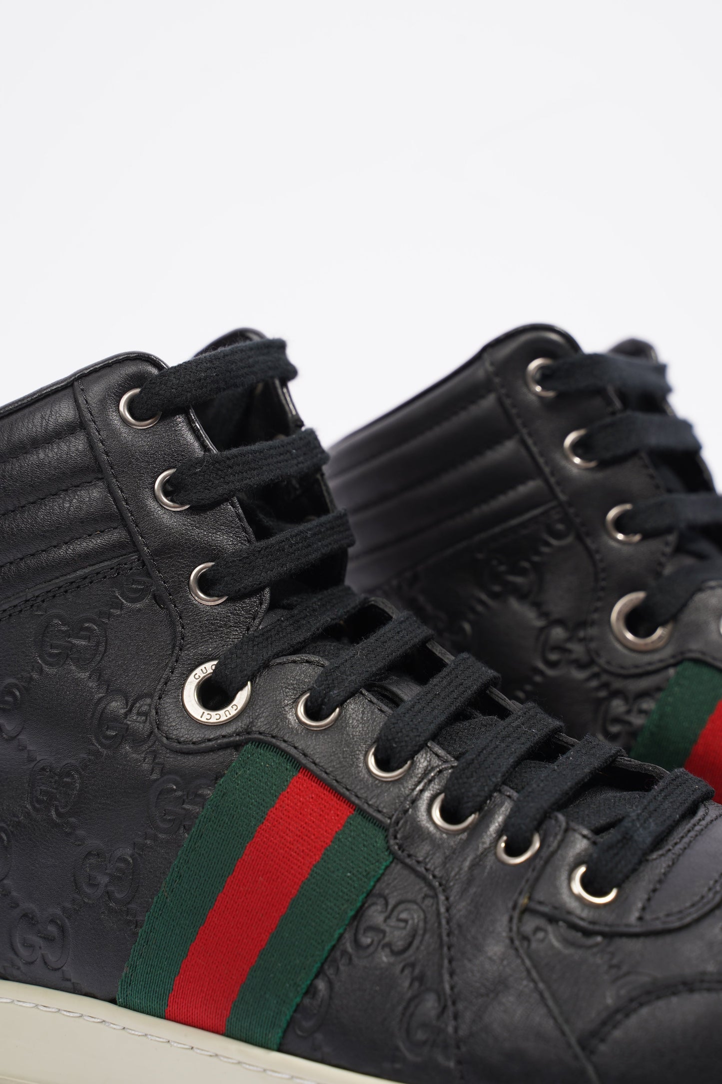 Gucci Guccissima High Top Black Leather EU 42 UK 8