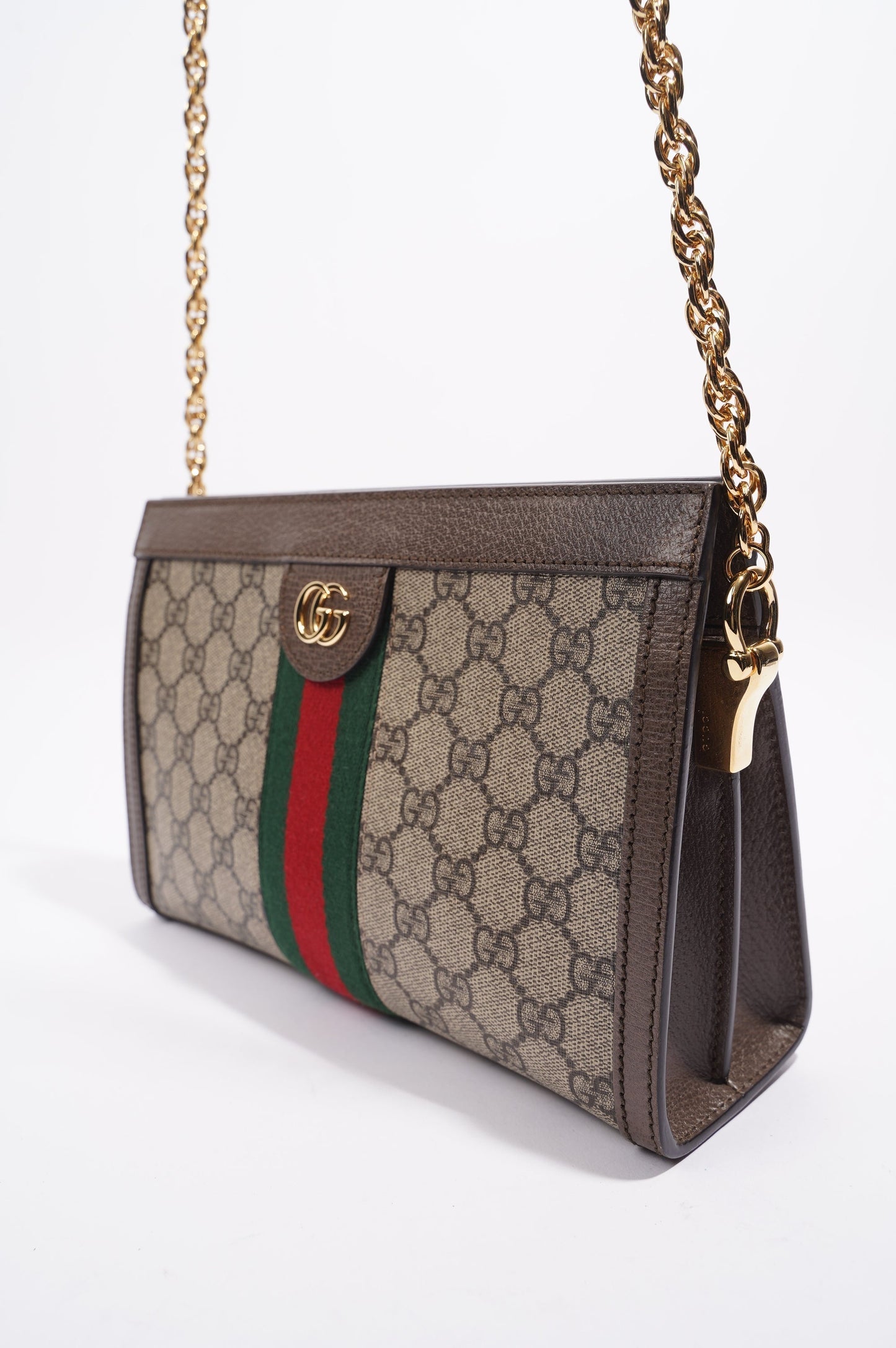 Gucci Ophidia GG Chain Shoulder Bag Supreme / Green / Red Coated Canvas Small