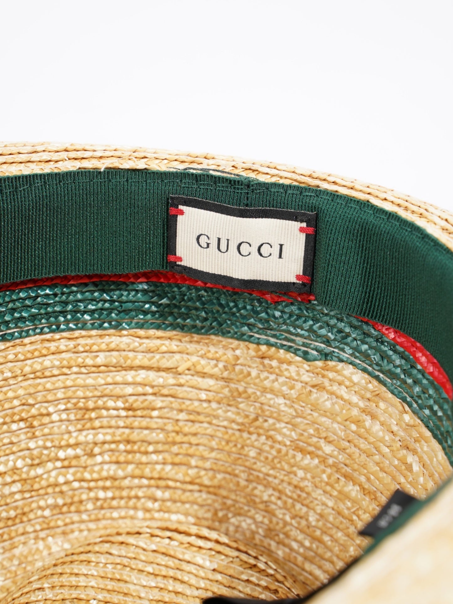 Gucci Fedora Hat Red / Green Straw Large