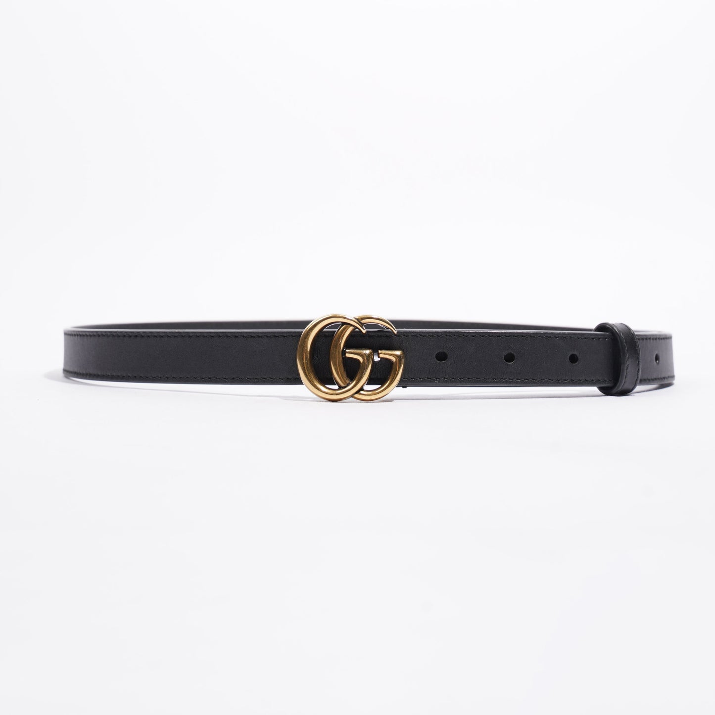 Gucci GG Marmont Thin Belt Black Leather 80cm 32"