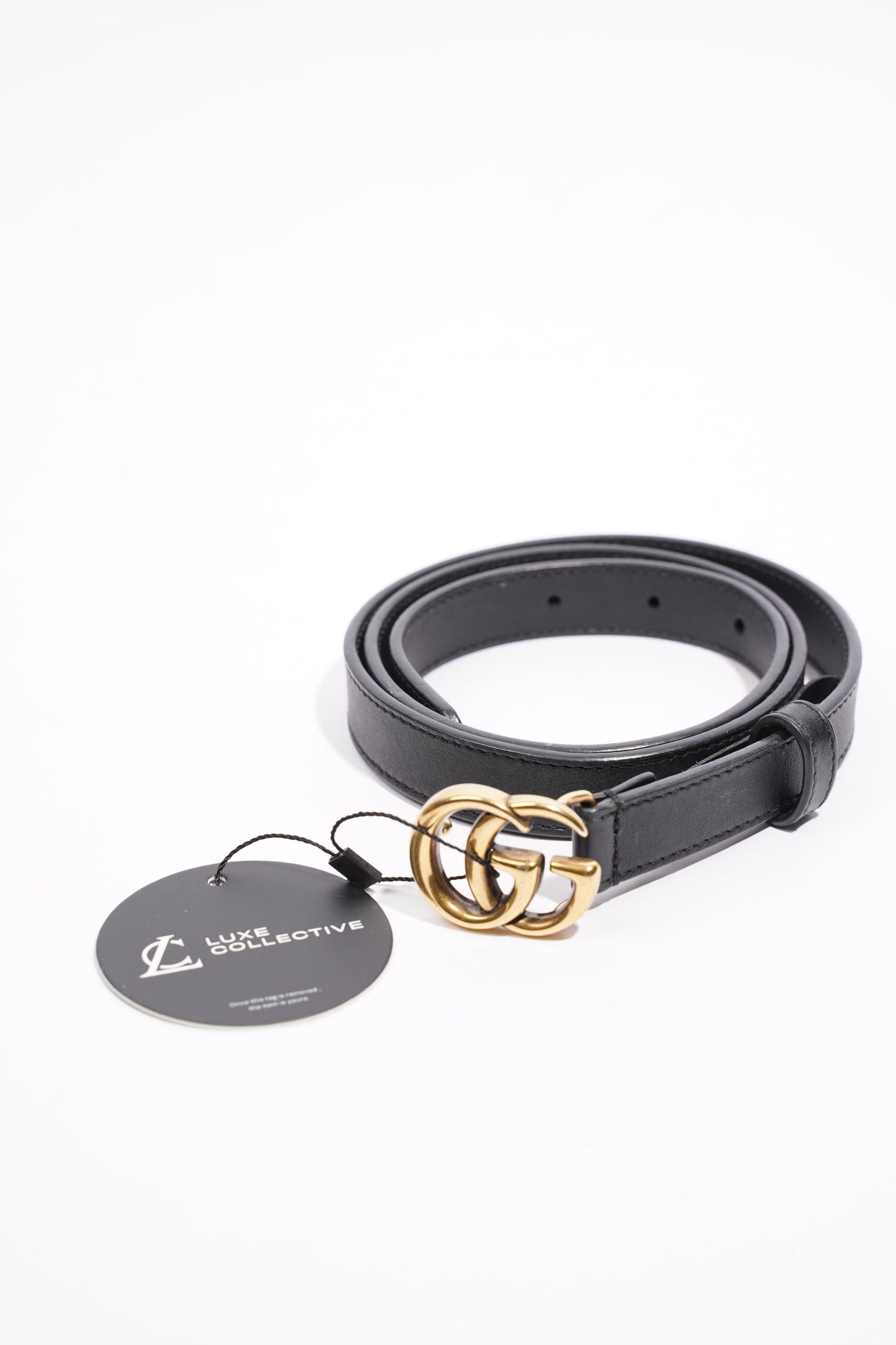 Gucci GG Marmont Thin Belt Black Leather 80cm 32"