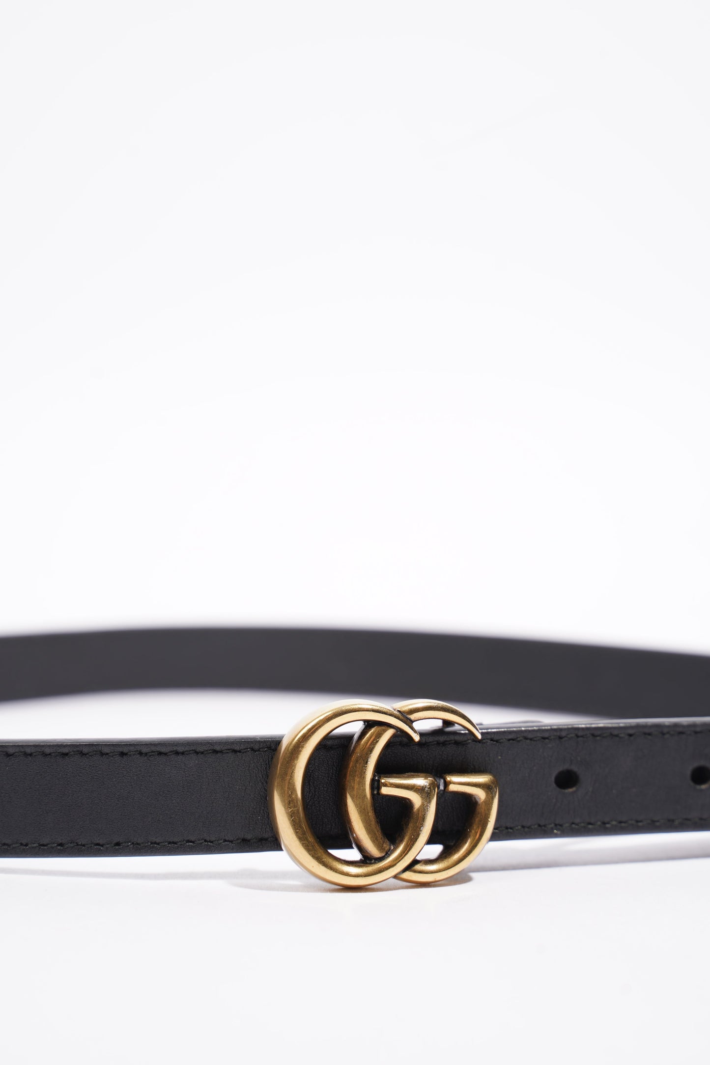 Gucci GG Marmont Thin Belt Black Leather 80cm 32"