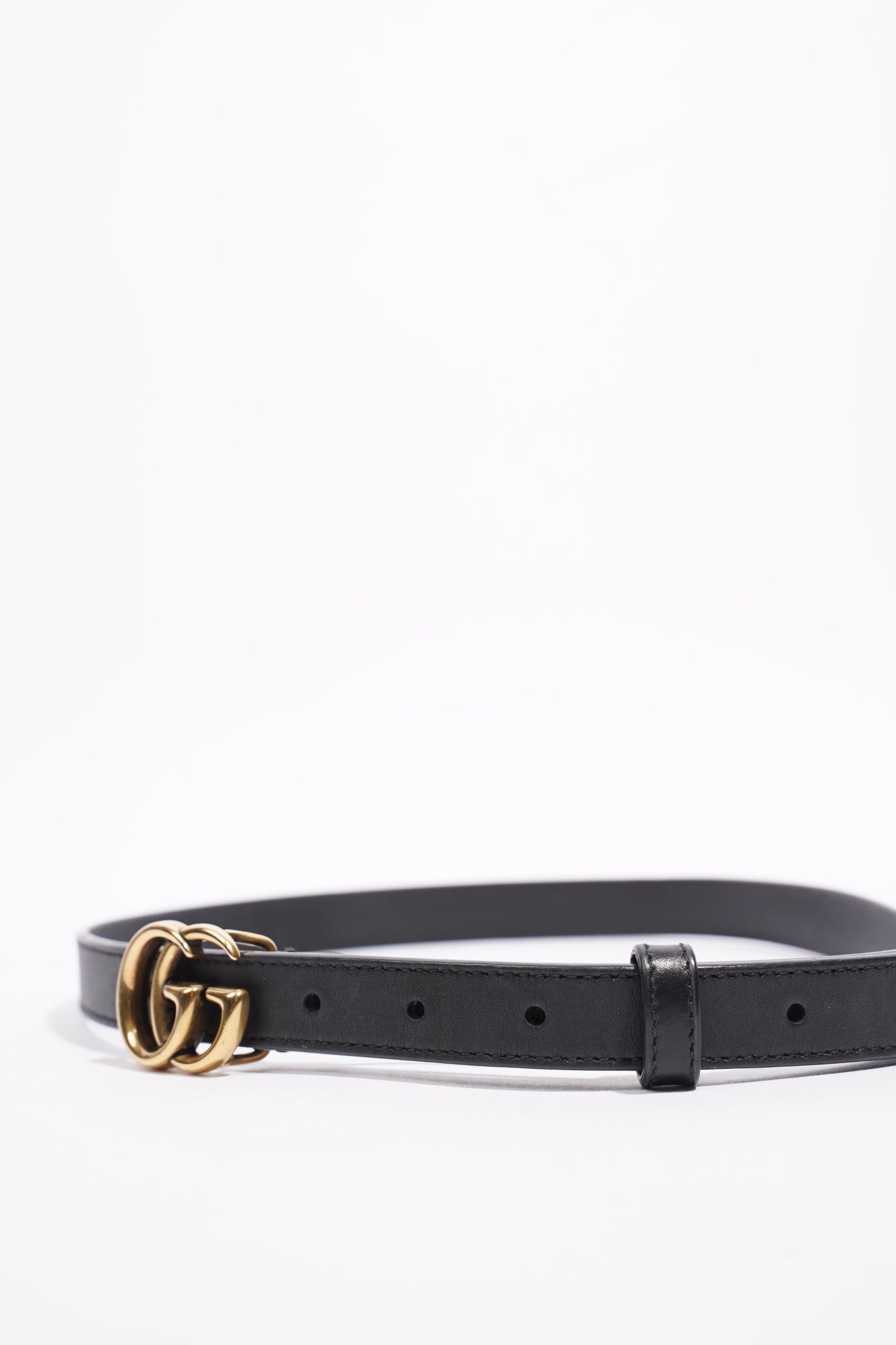 Gucci GG Marmont Thin Belt Black Leather 80cm 32"
