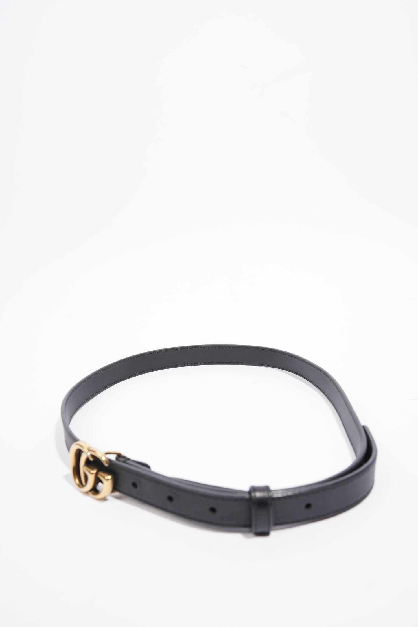 Gucci GG Marmont Thin Belt Black Leather 80cm 32"