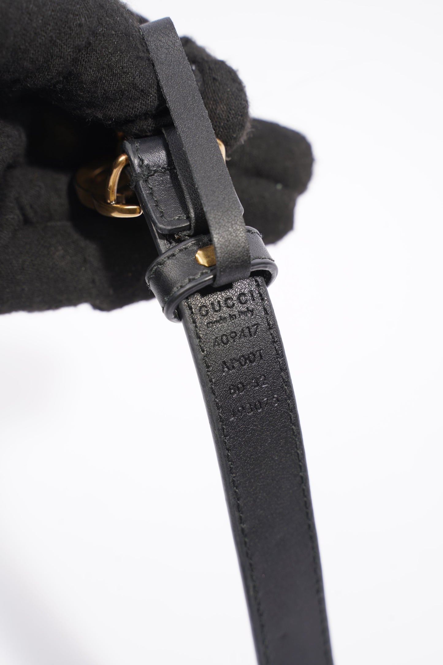 Gucci GG Marmont Thin Belt Black Leather 80cm 32"