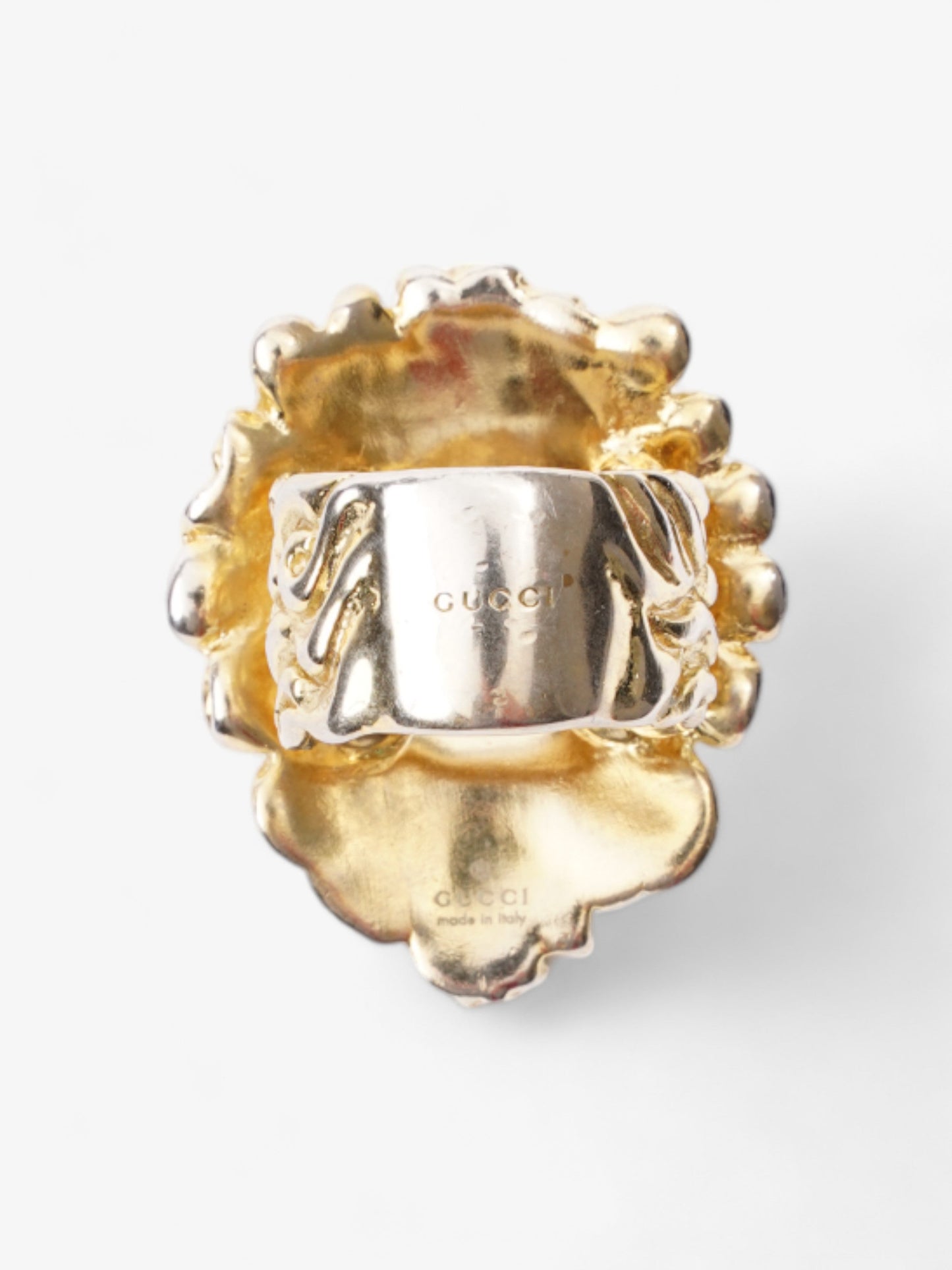 Gucci Lion Head Ring Gold / Green Base Metal L
