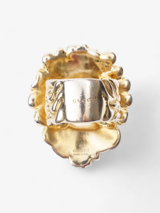 Gucci Lion Head Ring Gold / Green Base Metal L