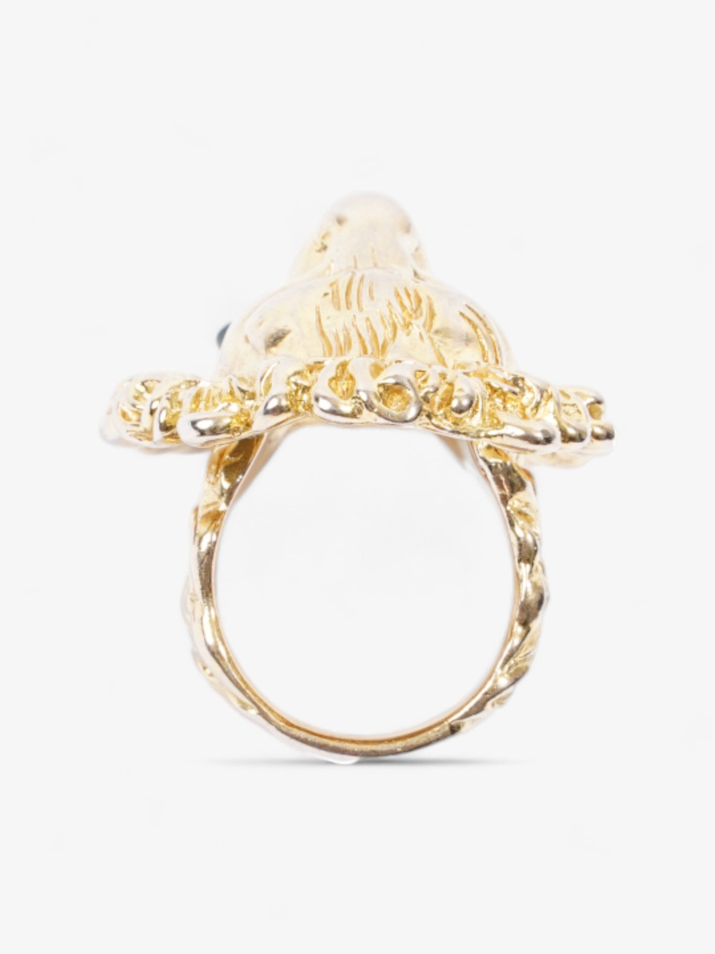 Gucci Lion Head Ring Gold / Green Base Metal L