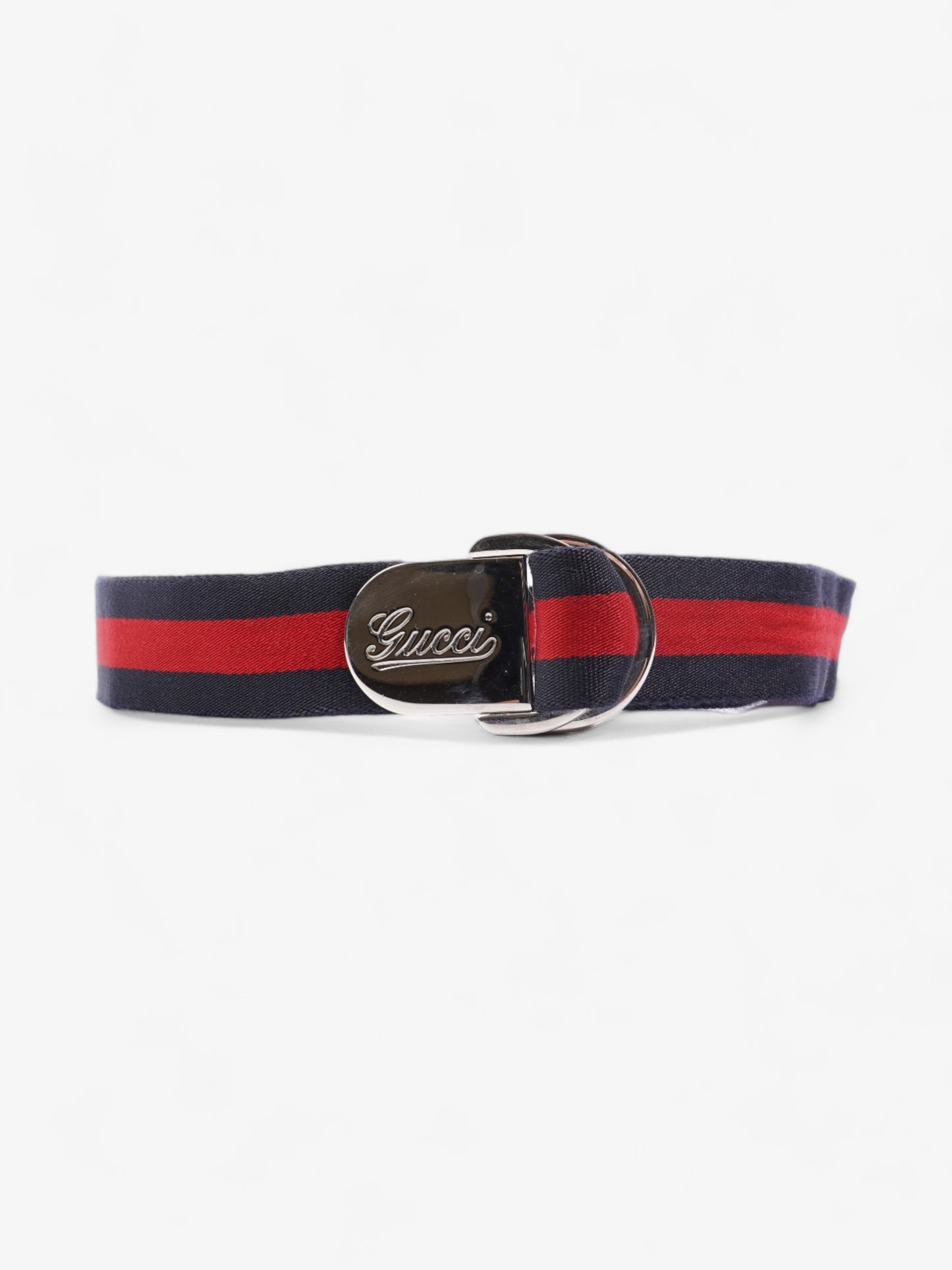 Gucci Stripe Buckle Belt Red / Navy Canvas 100cm 40"