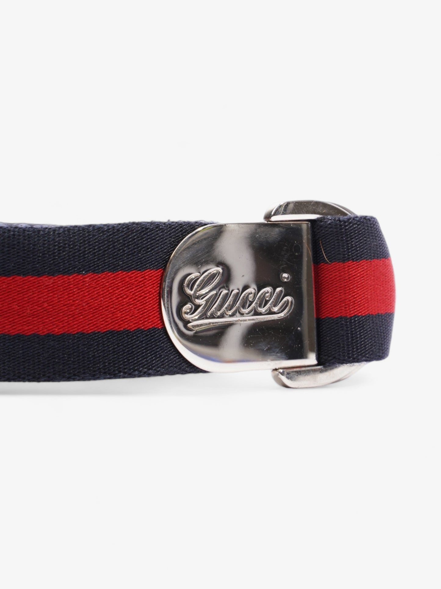 Gucci Stripe Buckle Belt Red / Navy Canvas 100cm 40"