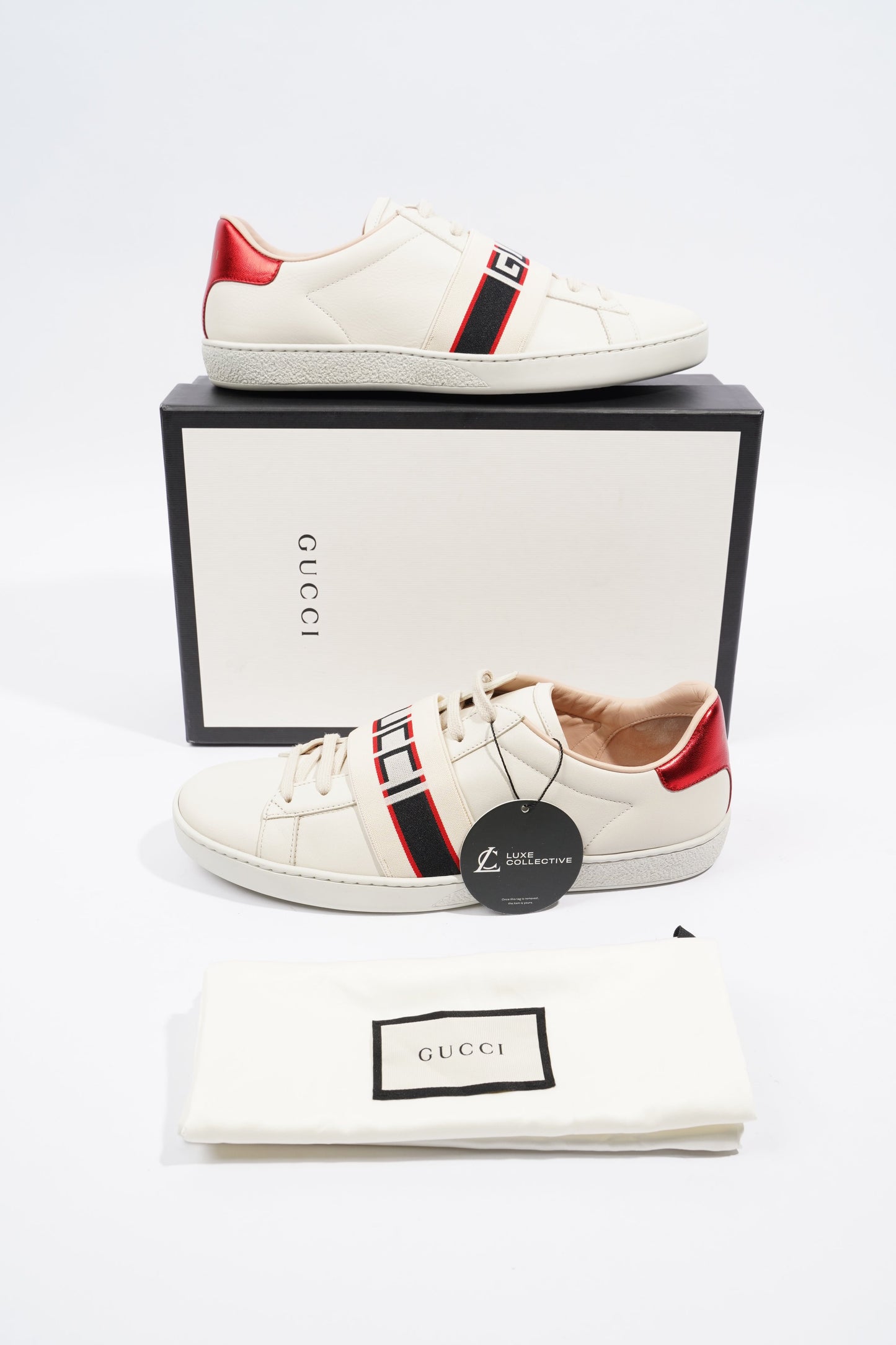 Gucci Ace Stripe Cream / Red Leather EU 39.5 UK 6.5