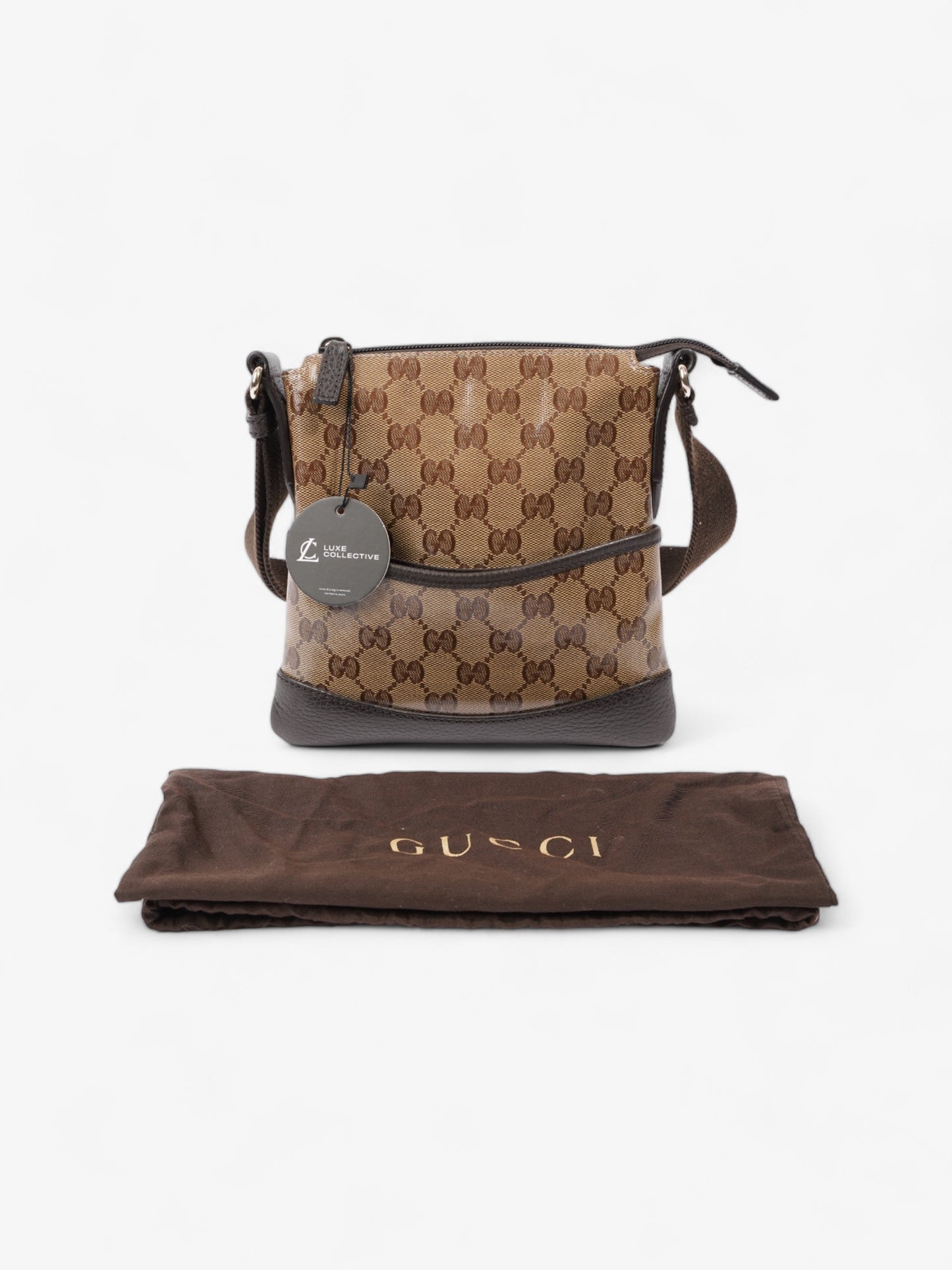 Gucci Small Messenger Beige And Ebony GG Supreme PVC