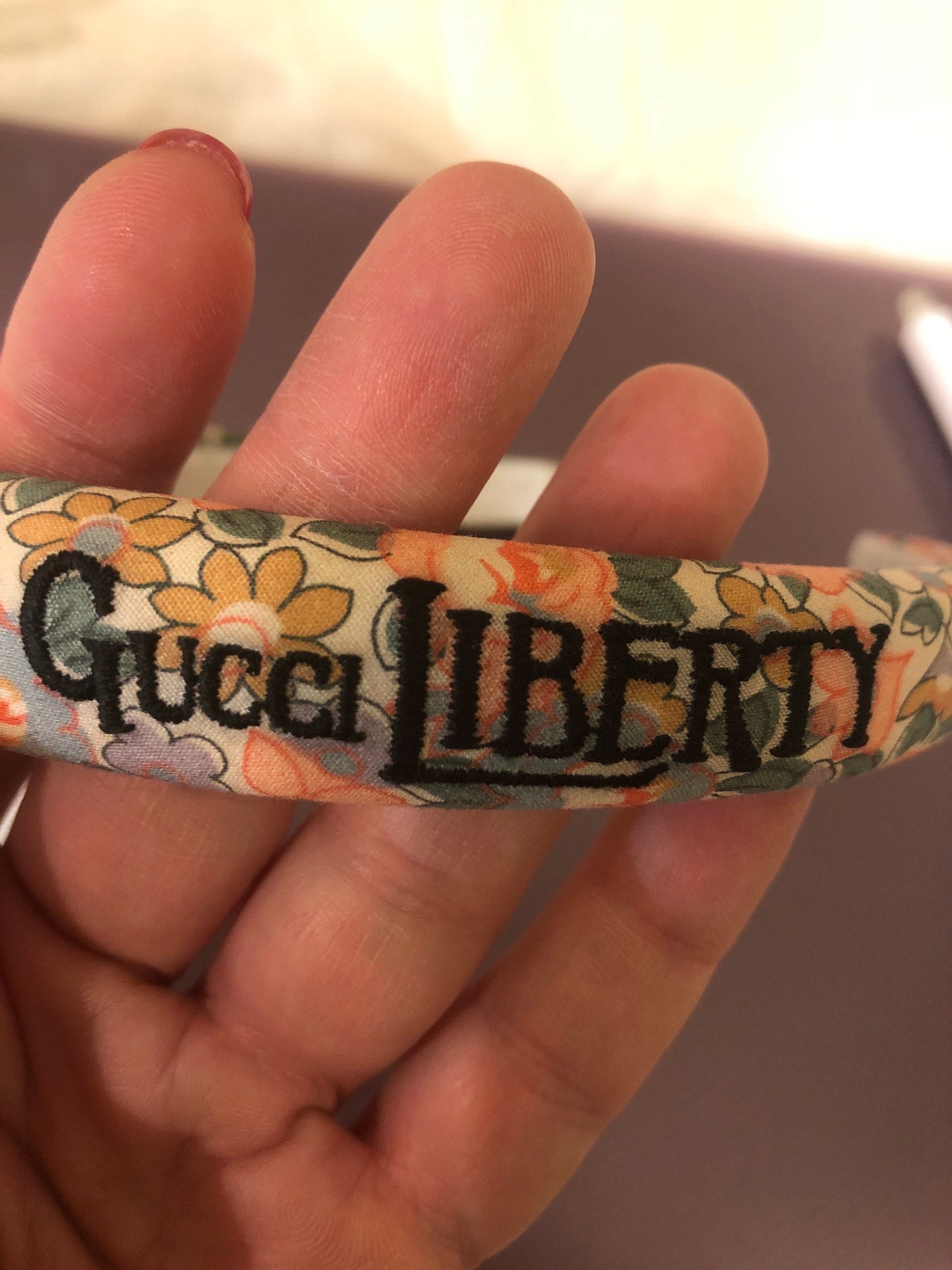 Gucci Liberty Floral Headband in Beige