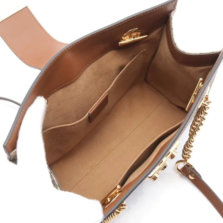 GUCCI Padlock Chain Shoulder Bag, Canvas Coated, Small