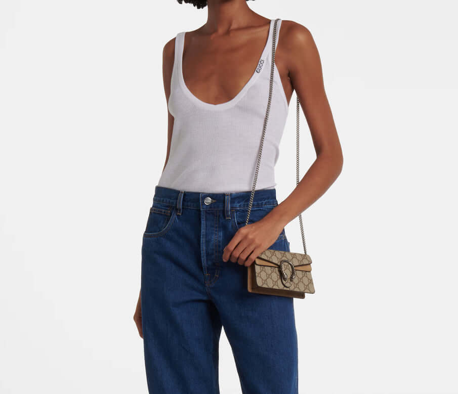 GUCCI Dionysus Canvas With Leather Shoulder Bag