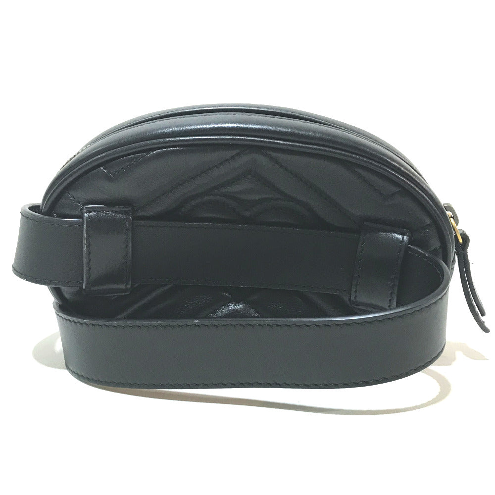 GUCCI Waist bag 476434 leather black GG Marmont Quilted Sling bag Women 95/38 Used