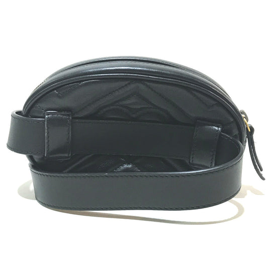 GUCCI Waist bag 476434 leather black GG Marmont Quilted Sling bag Women 95/38 Used