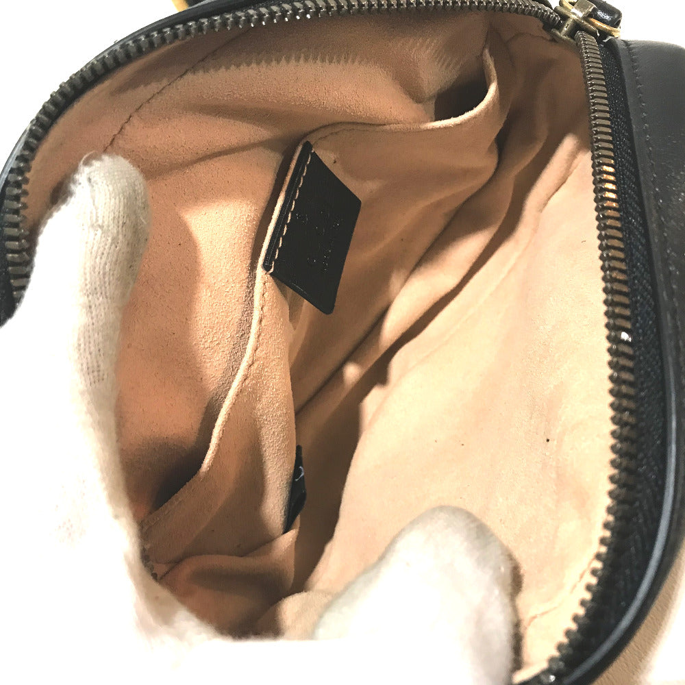 GUCCI Waist bag 476434 leather black GG Marmont Quilted Sling bag Women 95/38 Used