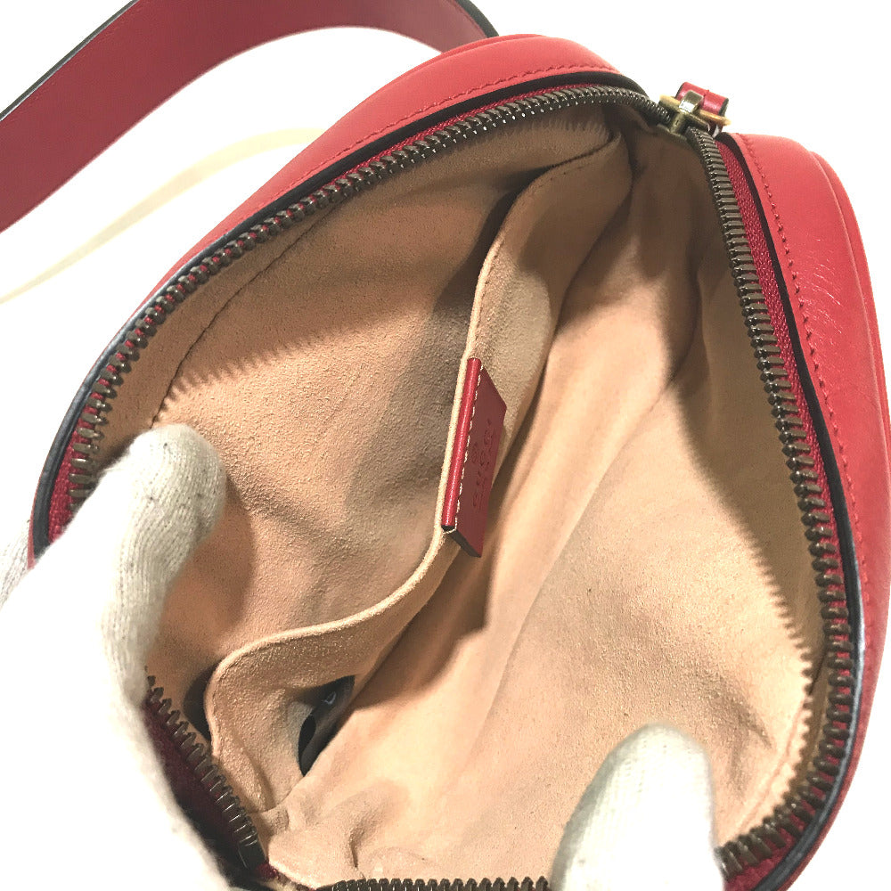 GUCCI Waist bag 476434 leather Red GG Marmont Quilted Sling bag Women Secondhand