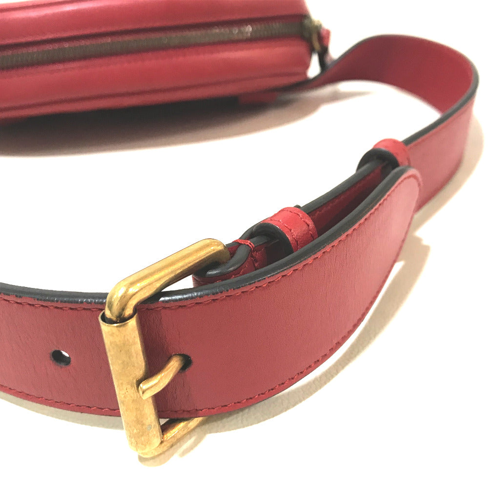 GUCCI Waist bag 476434 leather Red GG Marmont Quilted Sling bag Women Secondhand